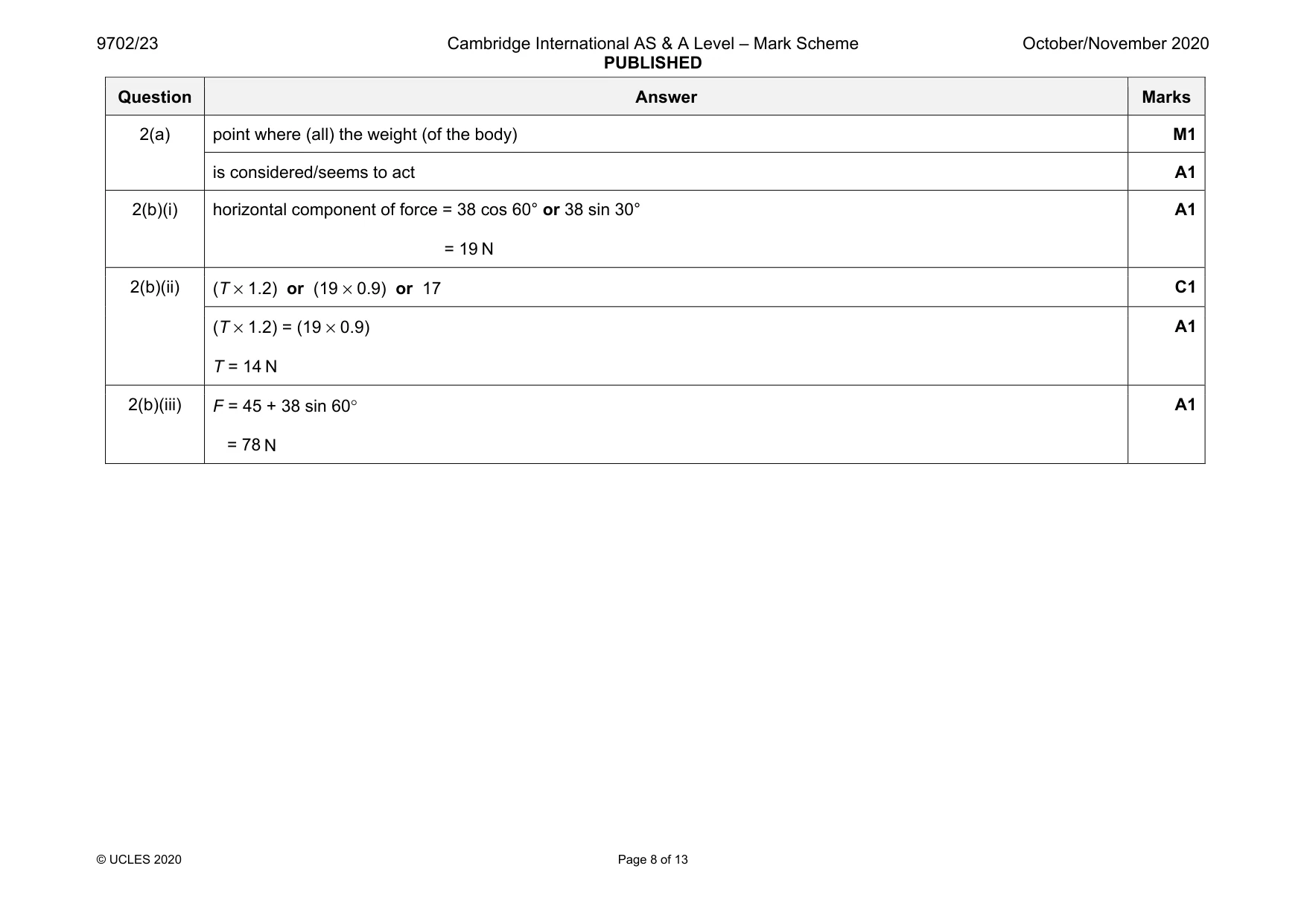 Mark scheme, page 8 of 13