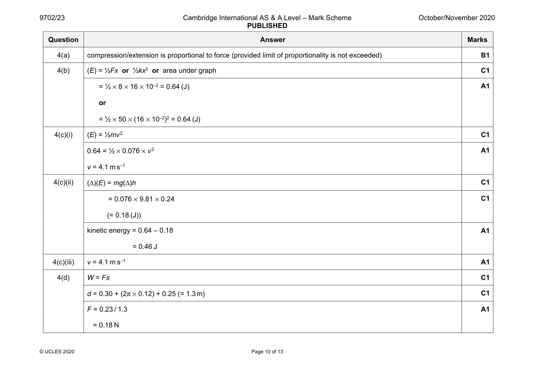 Mark scheme, page 10 of 13