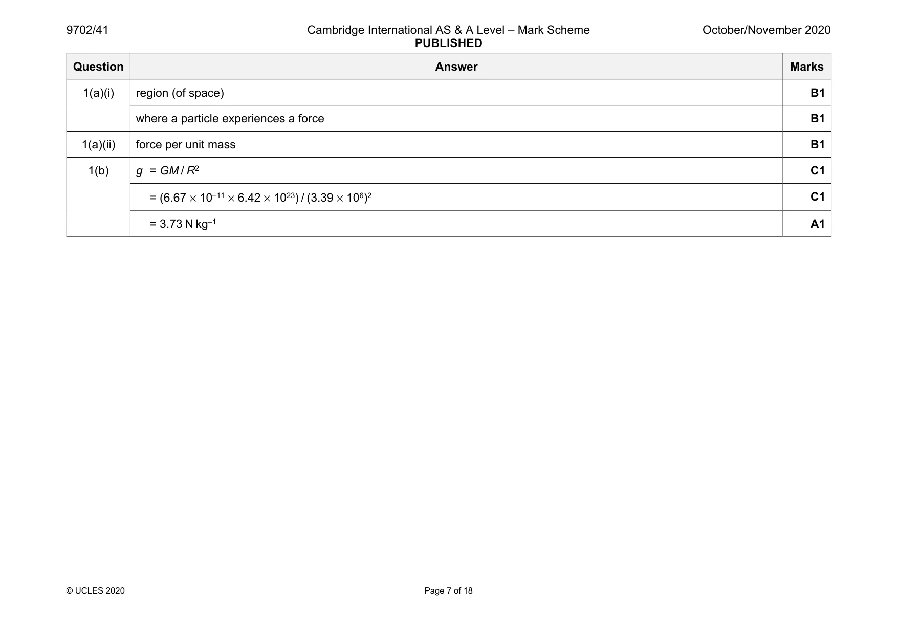 Mark scheme, page 7 of 18