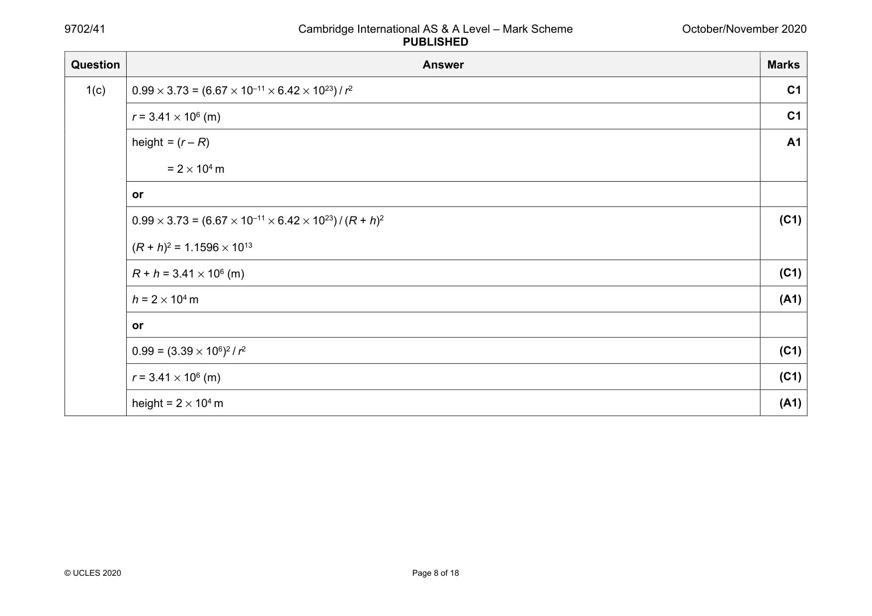 Mark scheme, page 8 of 18