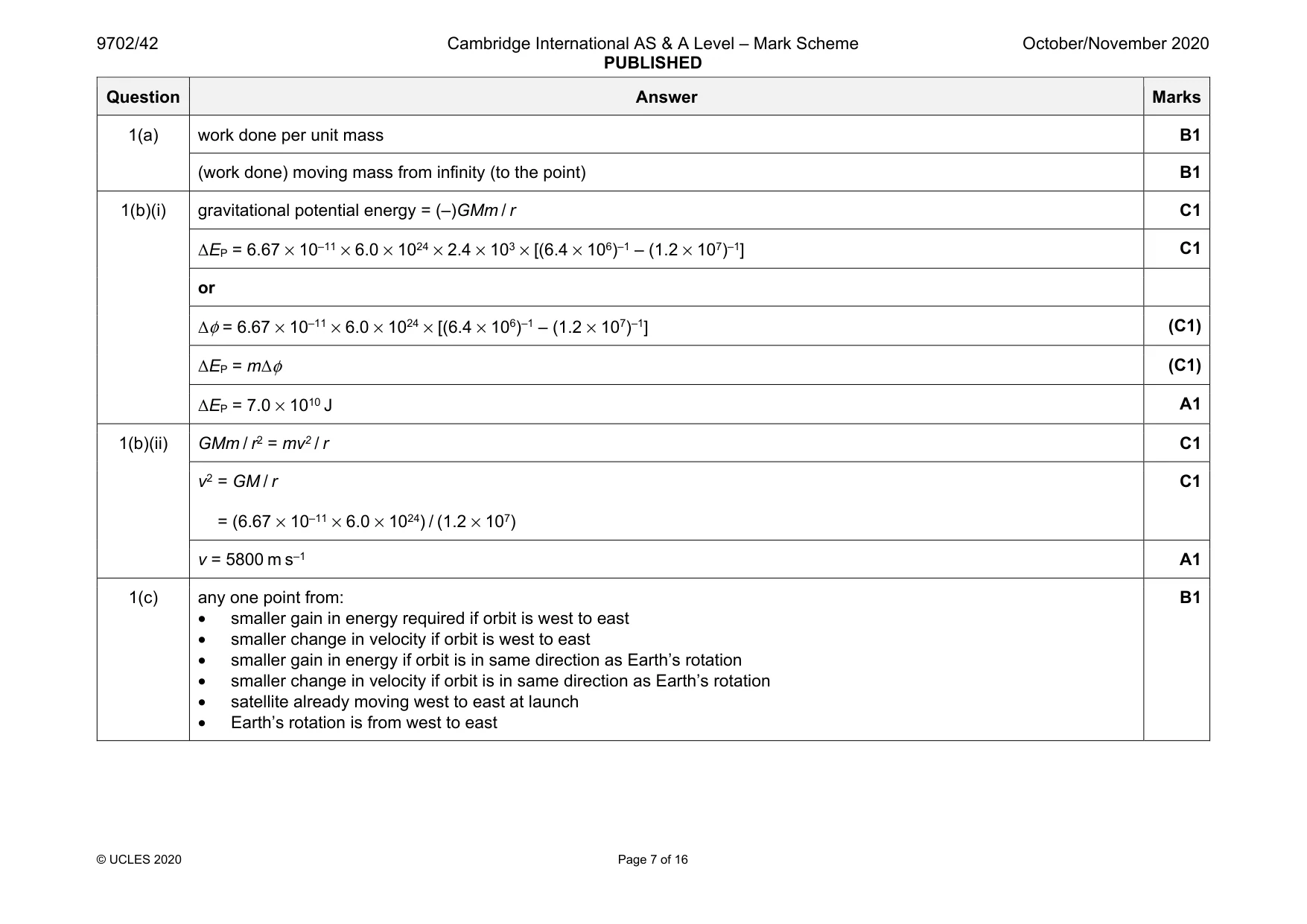 Mark scheme, page 7 of 16