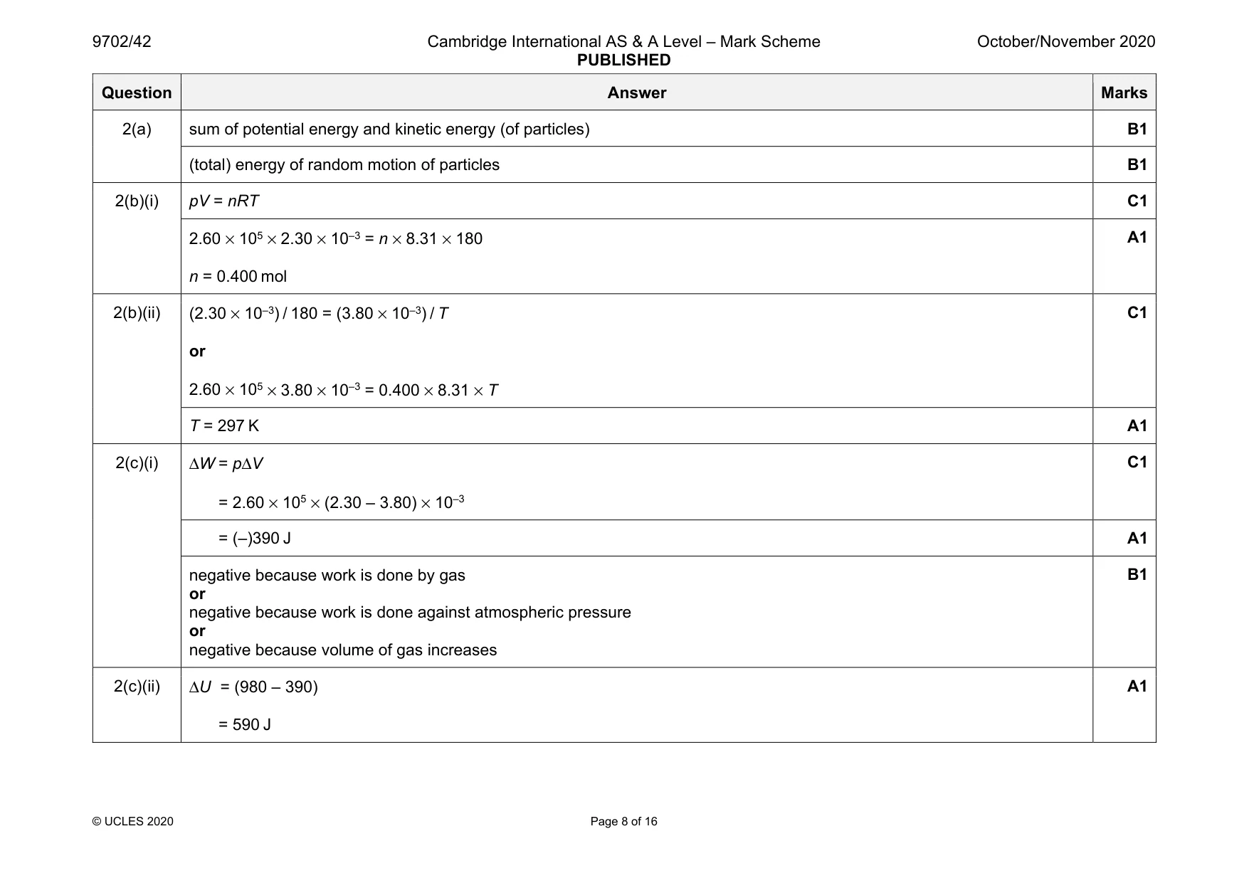 Mark scheme, page 8 of 16