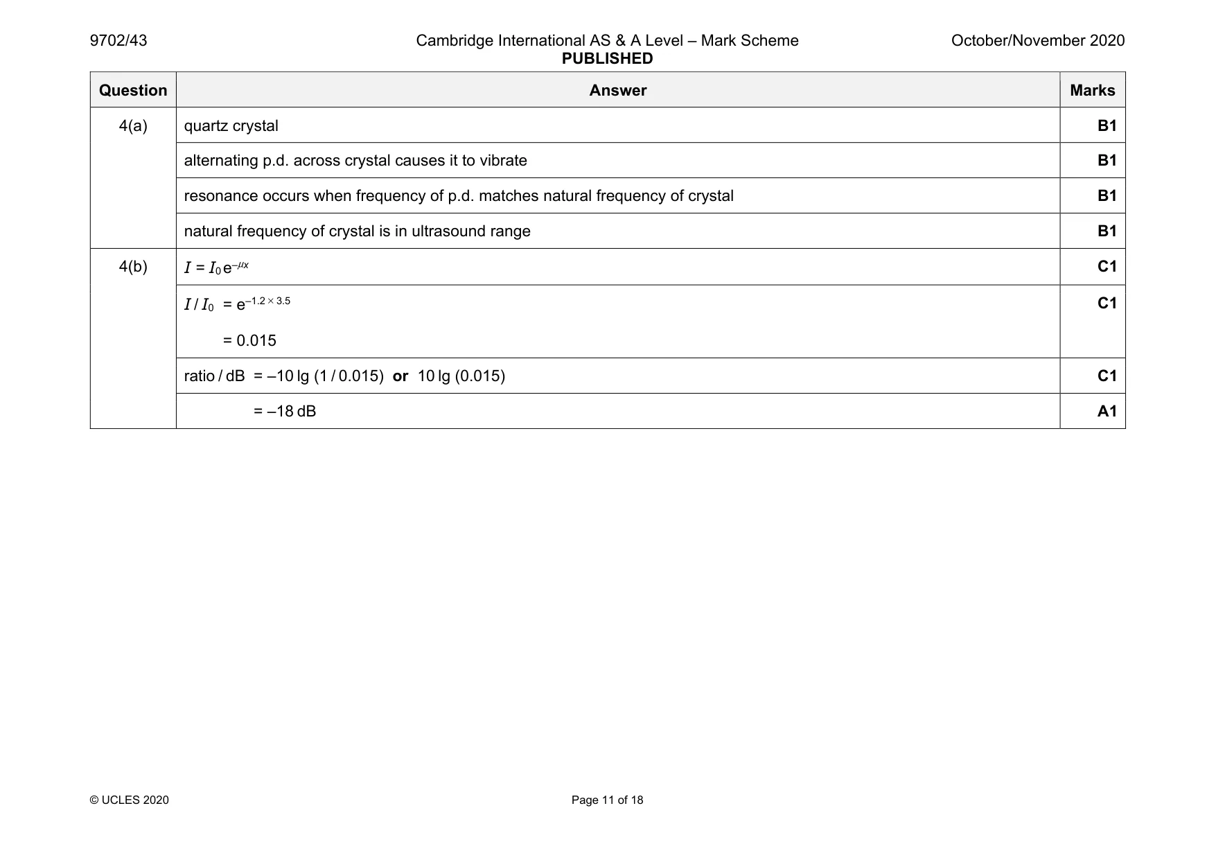 Mark scheme, page 11 of 18