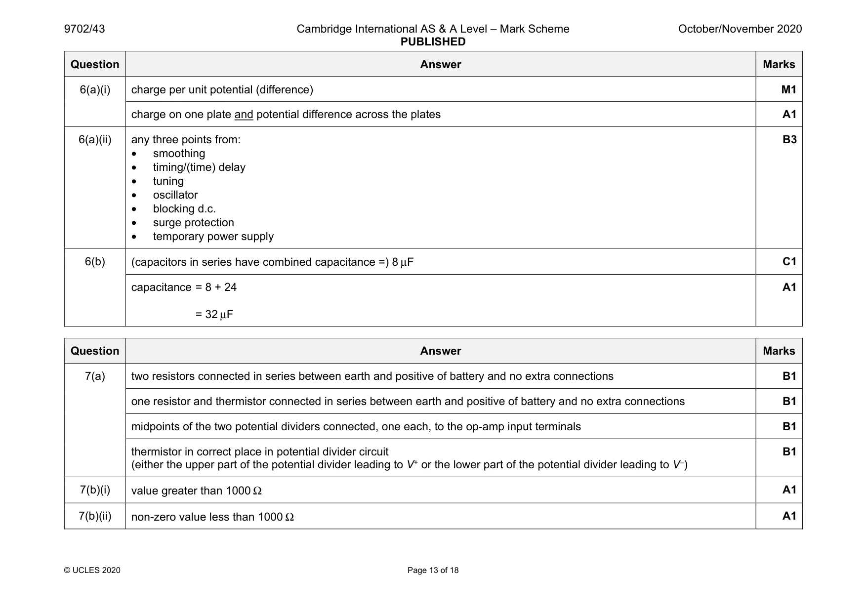 Mark scheme, page 13 of 18