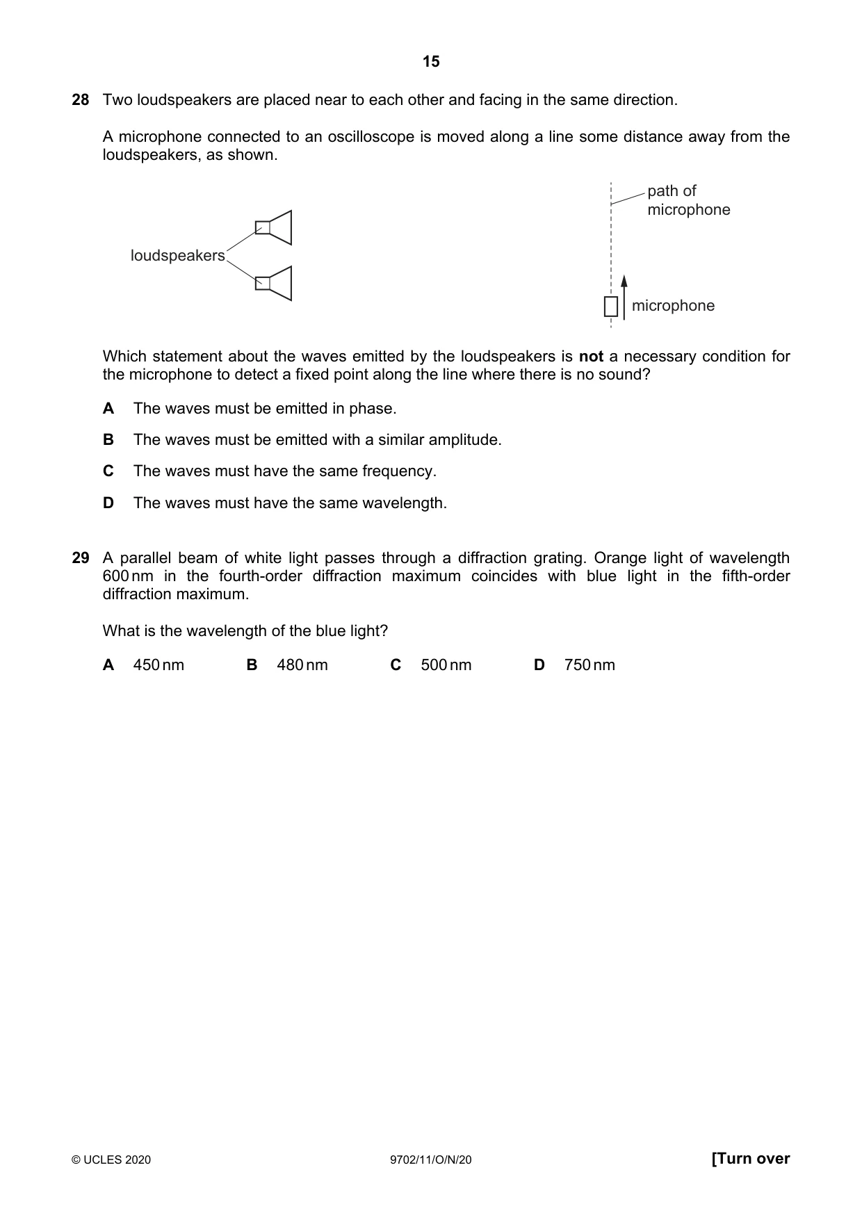 Cambridge A Level Physics 9702 2020 Oct/Nov Paper 1 · Variant 1 question paper, page 15 of 20
