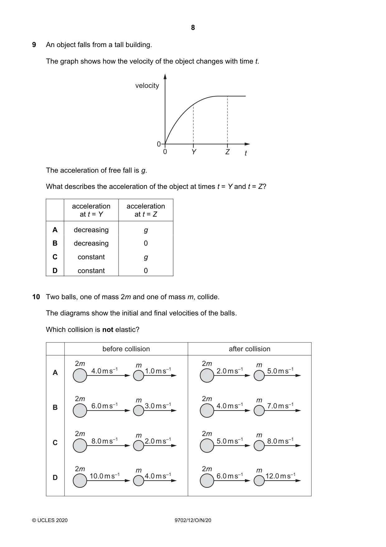 Cambridge A Level Physics 9702 2020 Oct/Nov Paper 1 · Variant 2 question paper, page 8 of 24