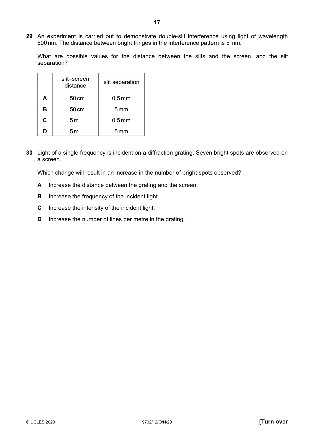 Cambridge A Level Physics 9702 2020 Oct/Nov Paper 1 · Variant 2 question paper, page 17 of 24
