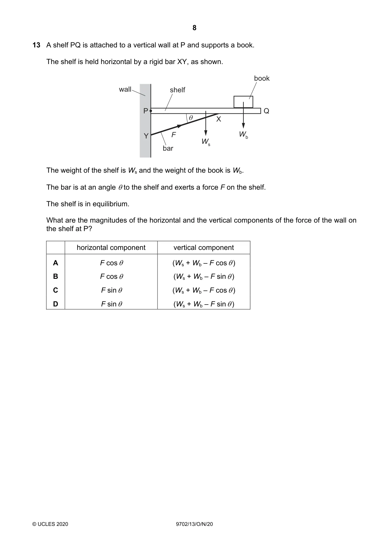 Cambridge A Level Physics 9702 2020 Oct/Nov Paper 1 · Variant 3 question paper, page 8 of 20