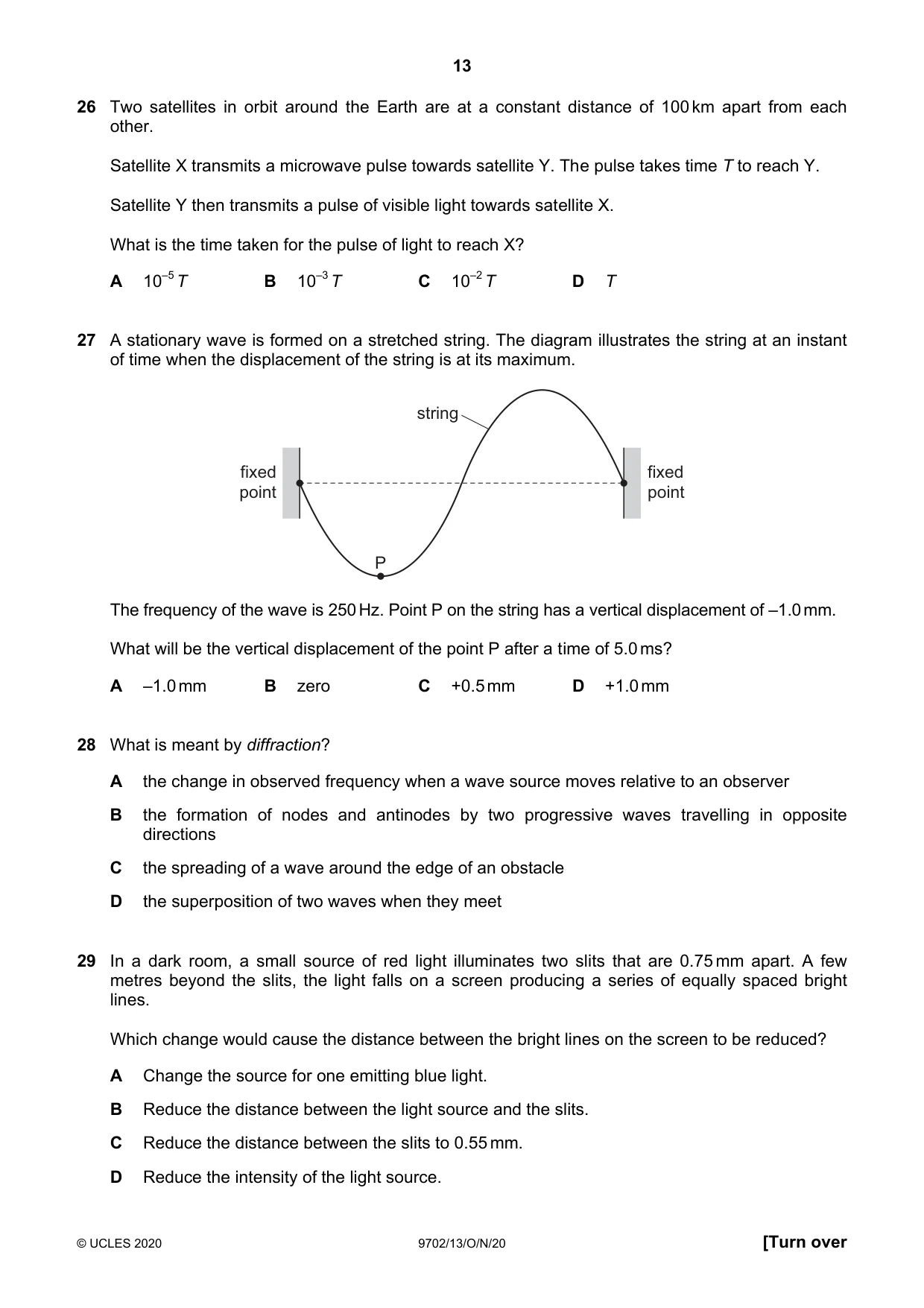 Cambridge A Level Physics 9702 2020 Oct/Nov Paper 1 · Variant 3 question paper, page 13 of 20