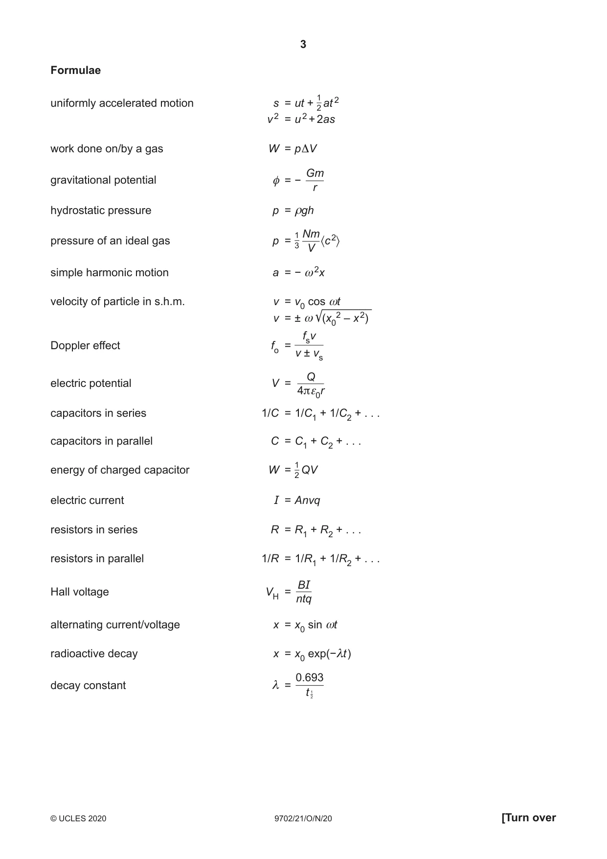 Cambridge A Level Physics 9702 2020 Oct/Nov Paper 2 · Variant 1 question paper, page 3 of 16