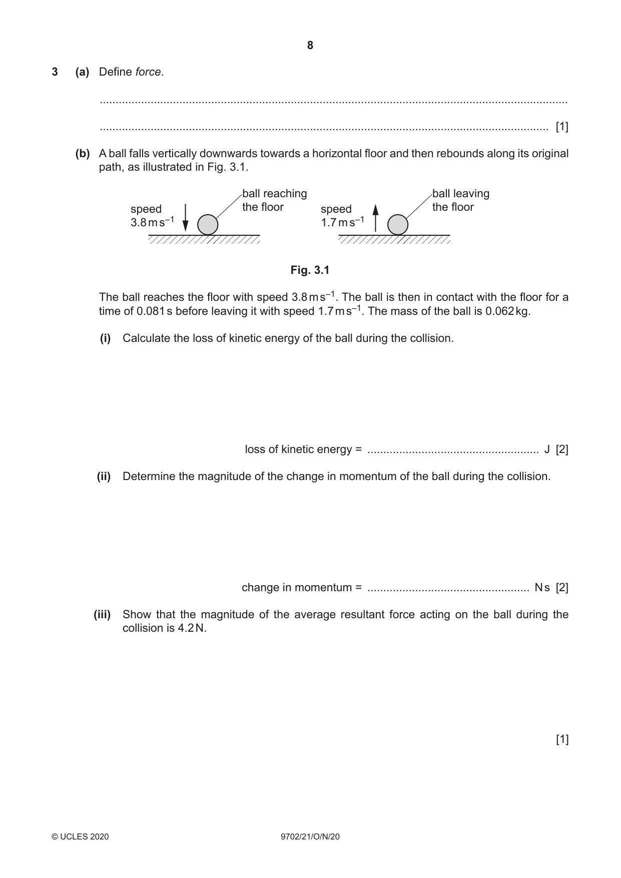 Cambridge A Level Physics 9702 2020 Oct/Nov Paper 2 · Variant 1 question paper, page 8 of 16