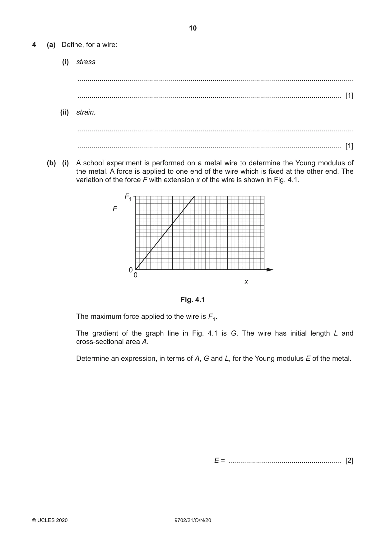 Cambridge A Level Physics 9702 2020 Oct/Nov Paper 2 · Variant 1 question paper, page 10 of 16