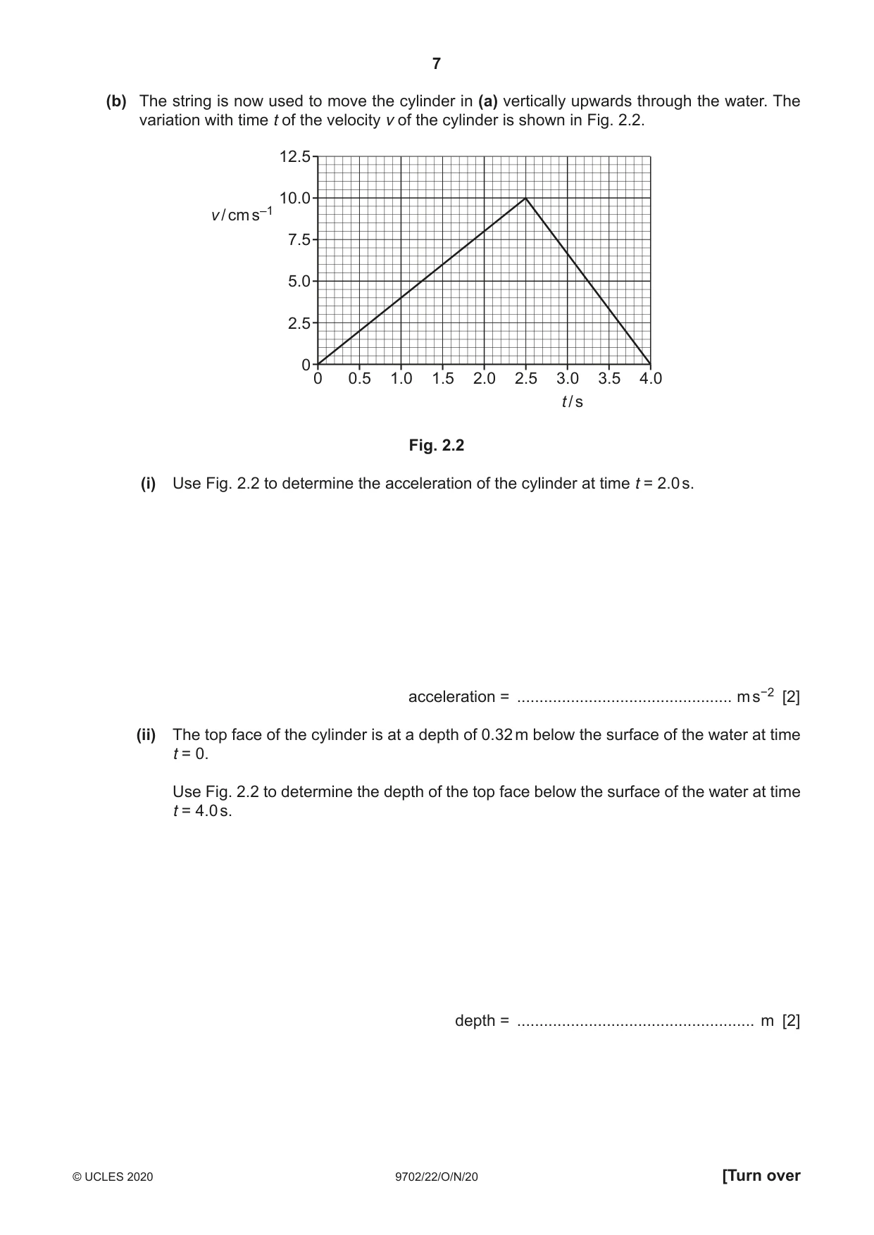 Cambridge A Level Physics 9702 2020 Oct/Nov Paper 2 · Variant 2 question paper, page 7 of 20