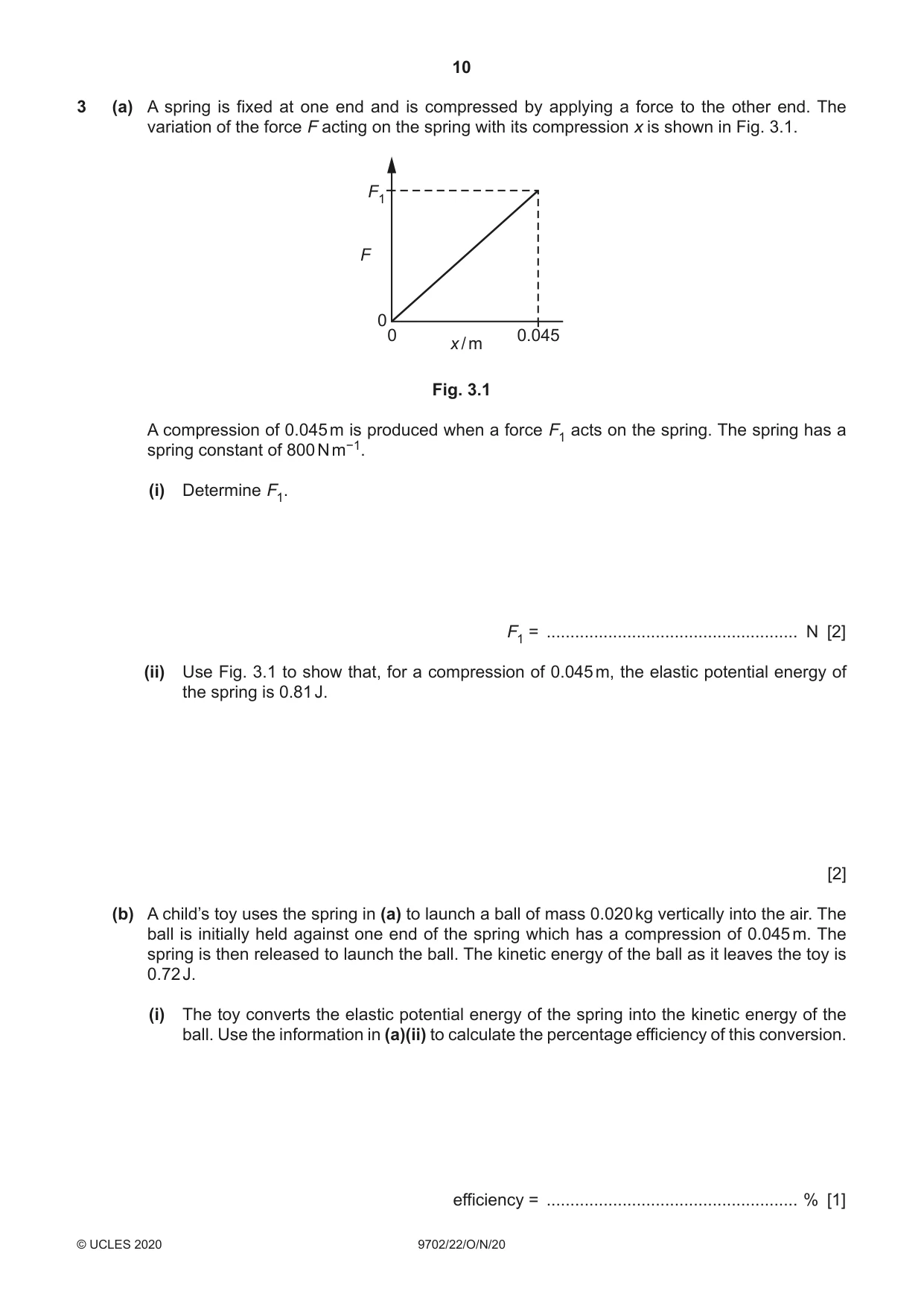 Cambridge A Level Physics 9702 2020 Oct/Nov Paper 2 · Variant 2 question paper, page 10 of 20