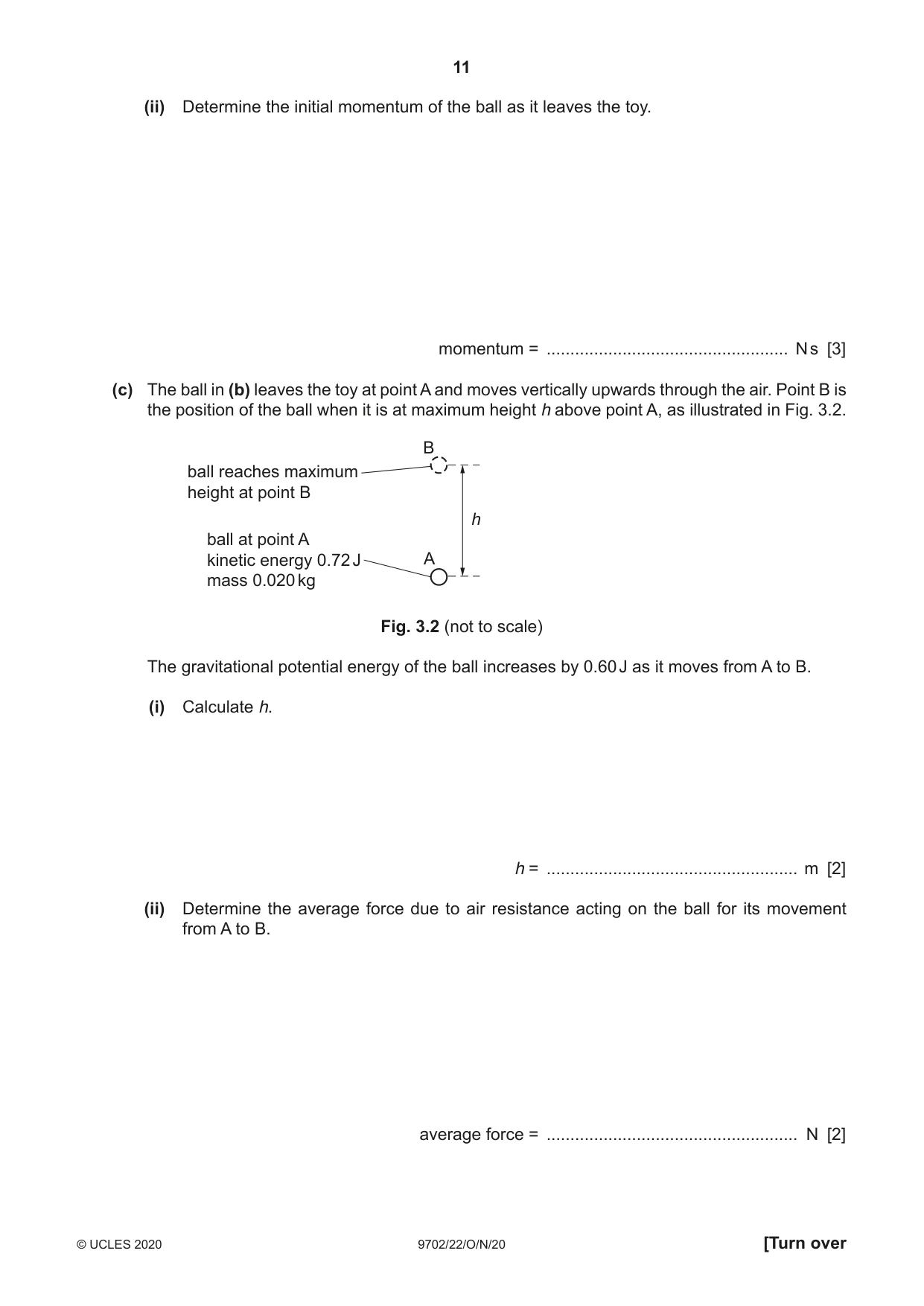 Cambridge A Level Physics 9702 2020 Oct/Nov Paper 2 · Variant 2 question paper, page 11 of 20