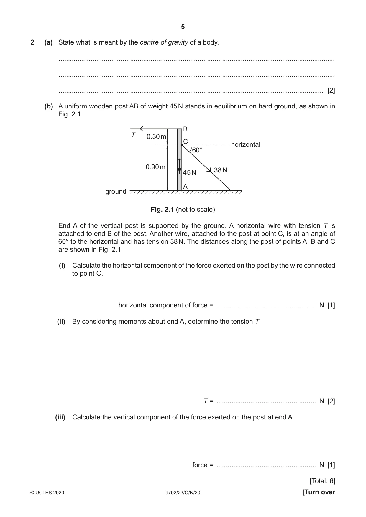 Cambridge A Level Physics 9702 2020 Oct/Nov Paper 2 · Variant 3 question paper, page 5 of 16