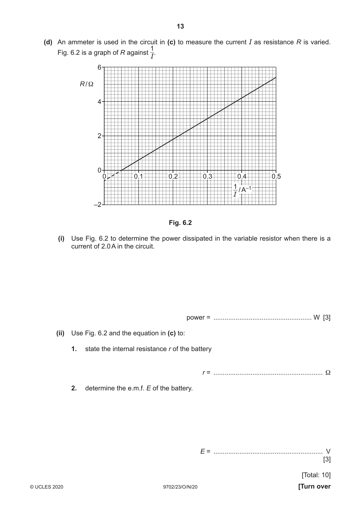 Cambridge A Level Physics 9702 2020 Oct/Nov Paper 2 · Variant 3 question paper, page 13 of 16