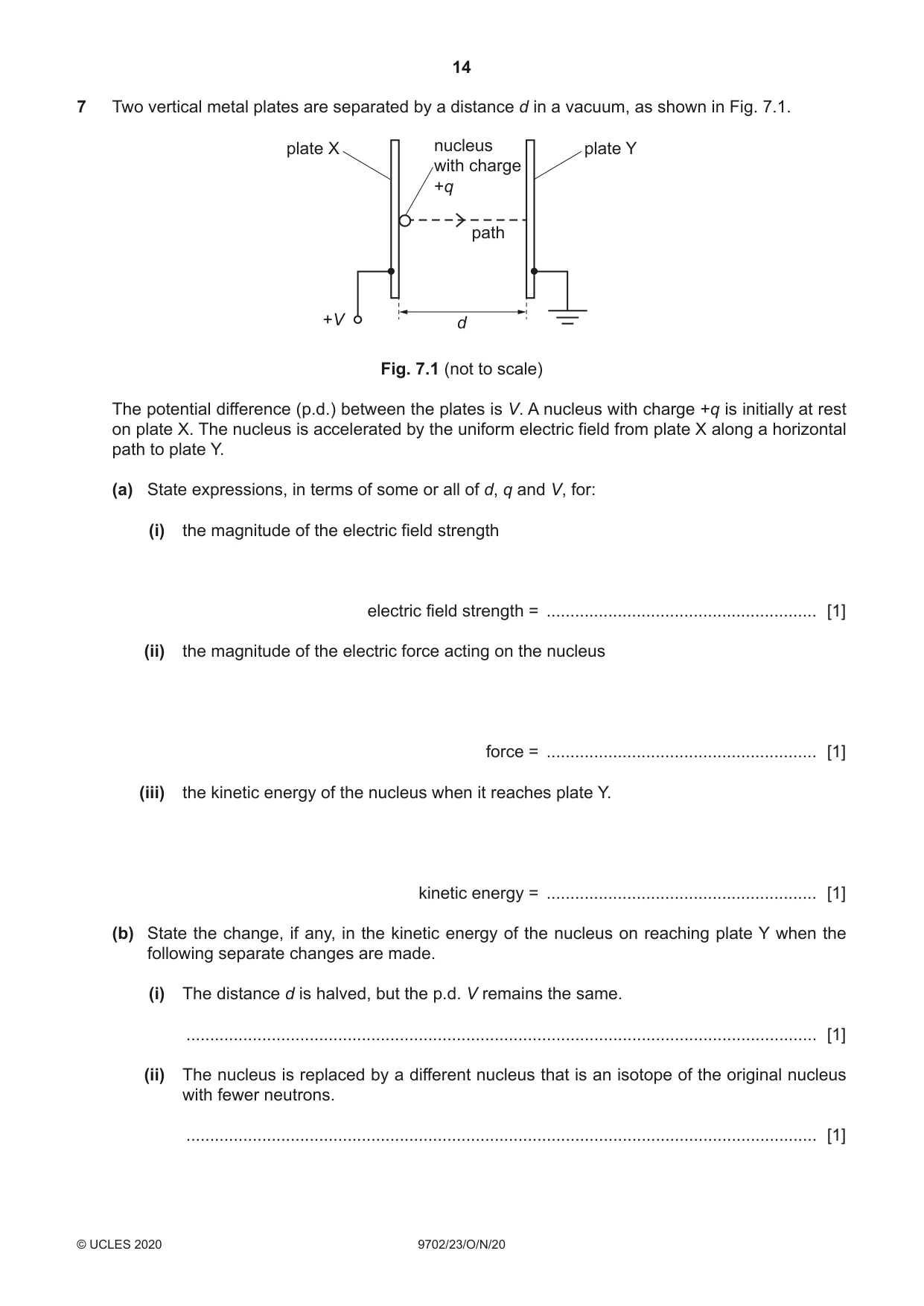 Cambridge A Level Physics 9702 2020 Oct/Nov Paper 2 · Variant 3 question paper, page 14 of 16