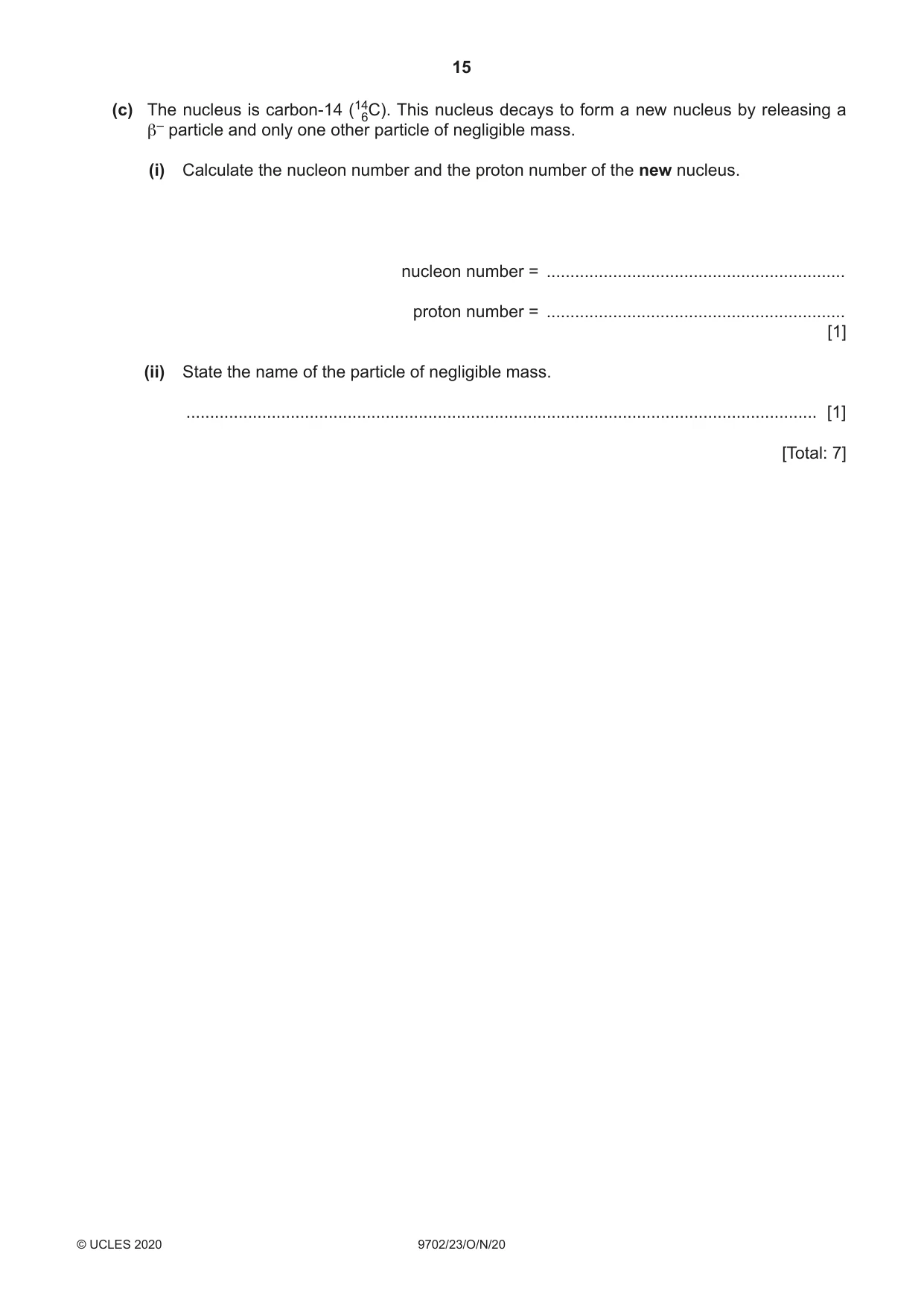 Cambridge A Level Physics 9702 2020 Oct/Nov Paper 2 · Variant 3 question paper, page 15 of 16