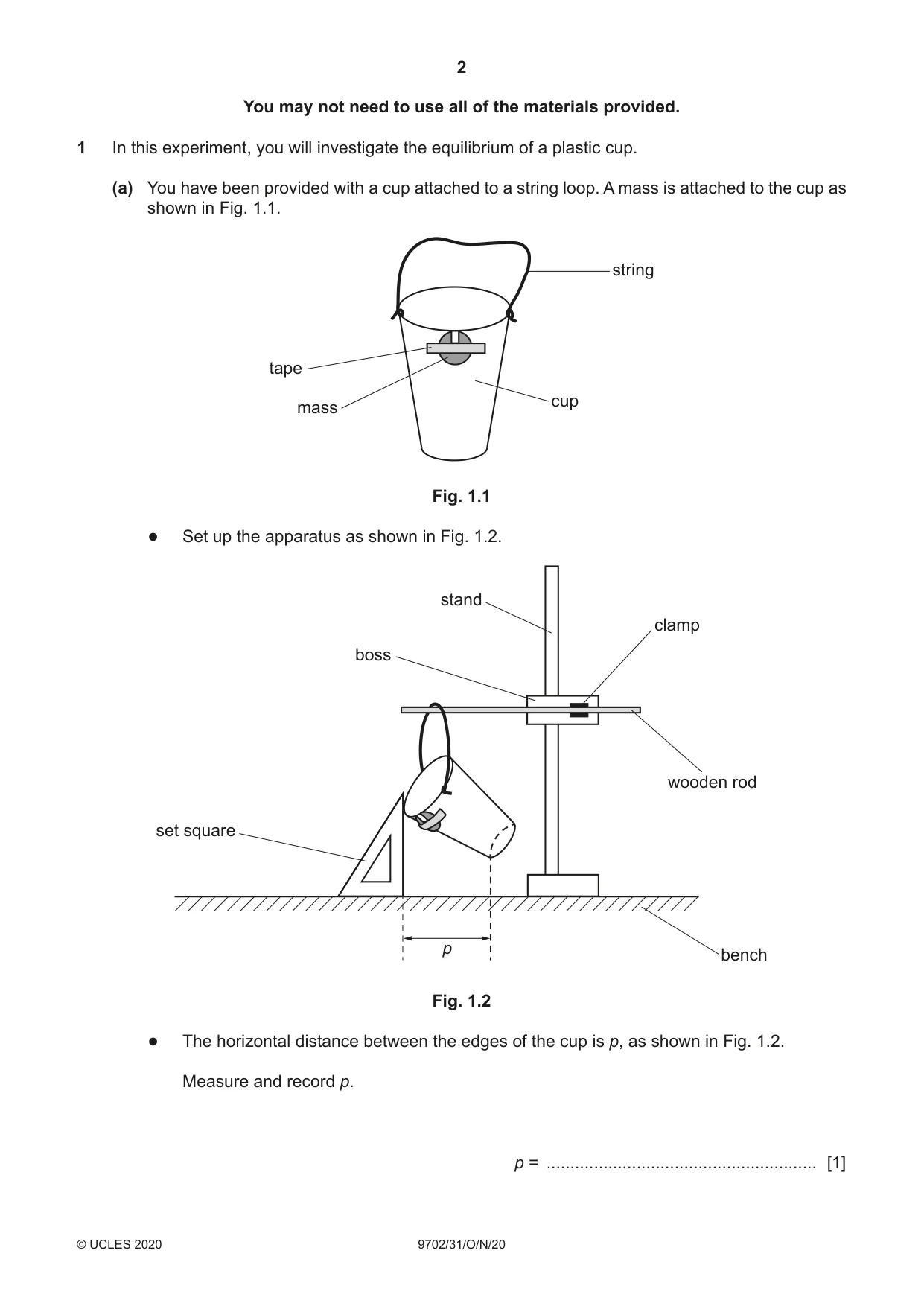 Cambridge A Level Physics 9702 2020 Oct/Nov Paper 3 · Variant 1 question paper, page 2 of 12