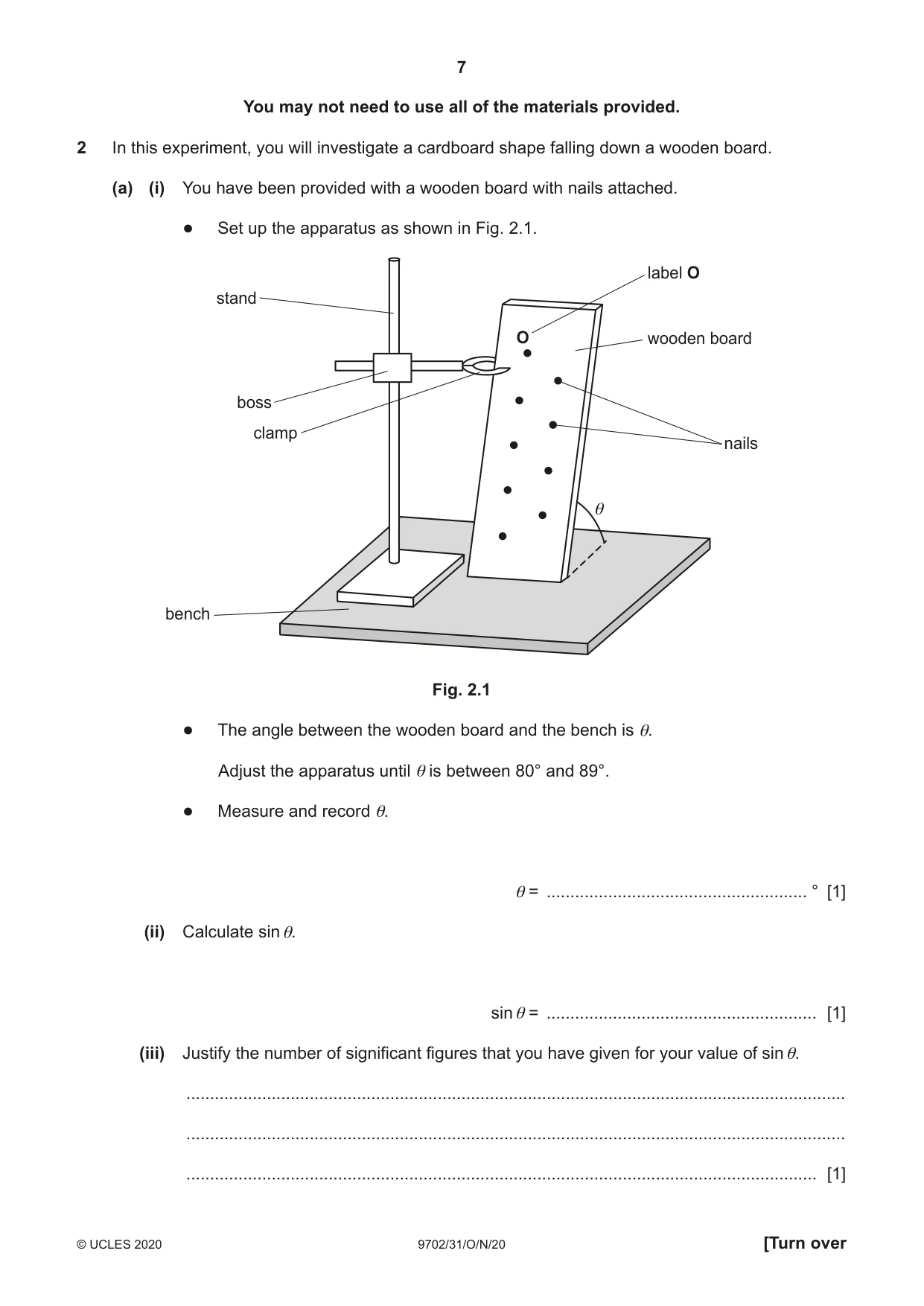 Cambridge A Level Physics 9702 2020 Oct/Nov Paper 3 · Variant 1 question paper, page 7 of 12