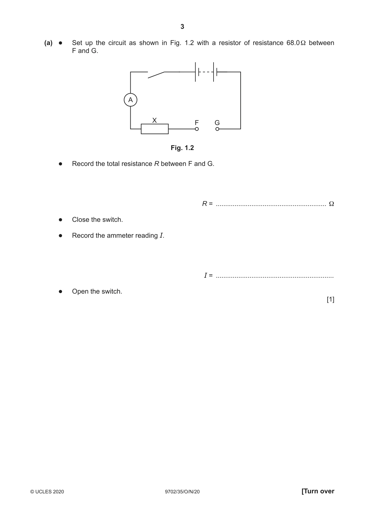 Cambridge A Level Physics 9702 2020 Oct/Nov Paper 3 · Variant 5 question paper, page 3 of 12