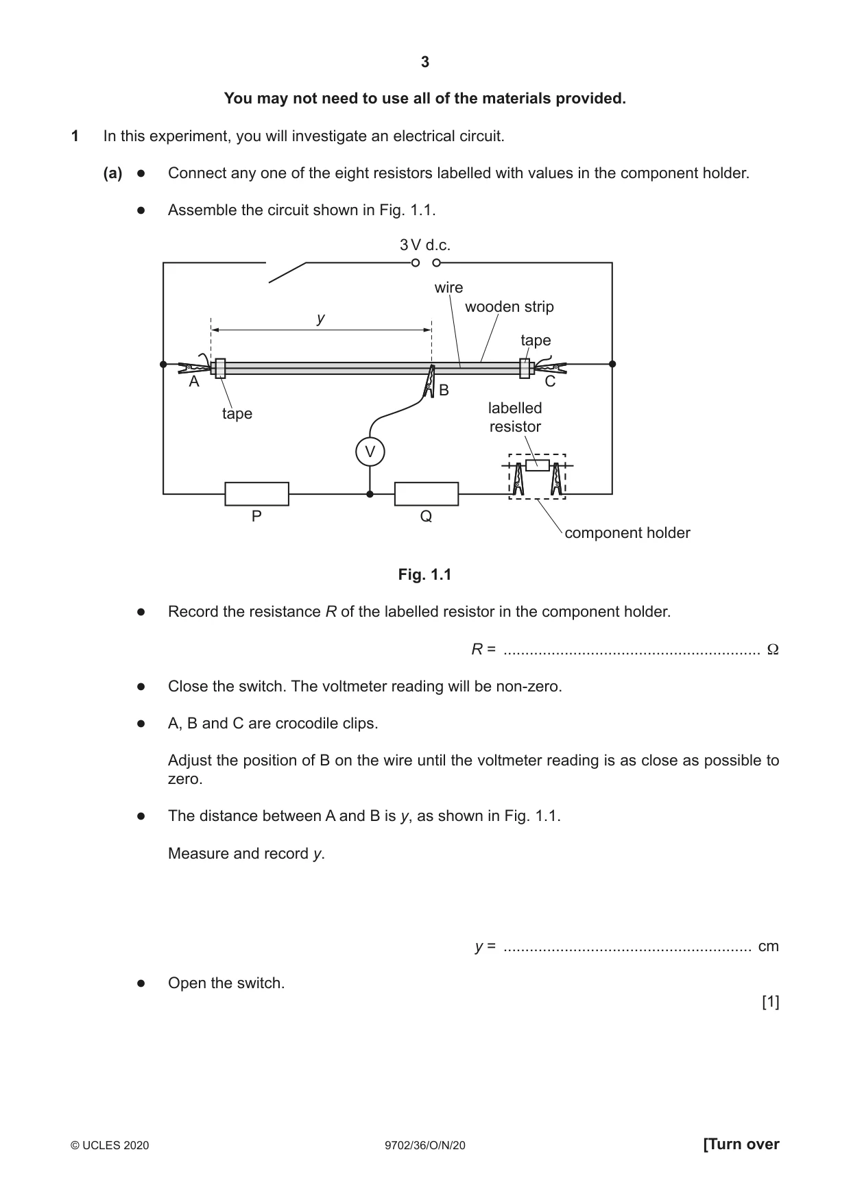 Cambridge A Level Physics 9702 2020 Oct/Nov Paper 3 · Variant 6 question paper, page 3 of 12