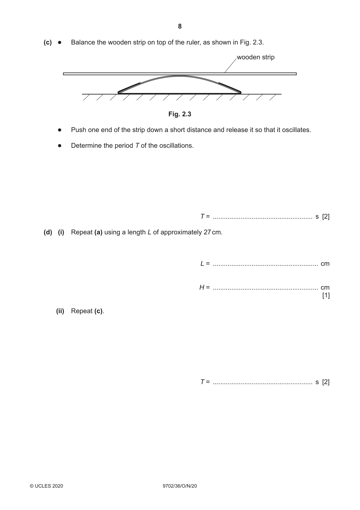 Cambridge A Level Physics 9702 2020 Oct/Nov Paper 3 · Variant 6 question paper, page 8 of 12