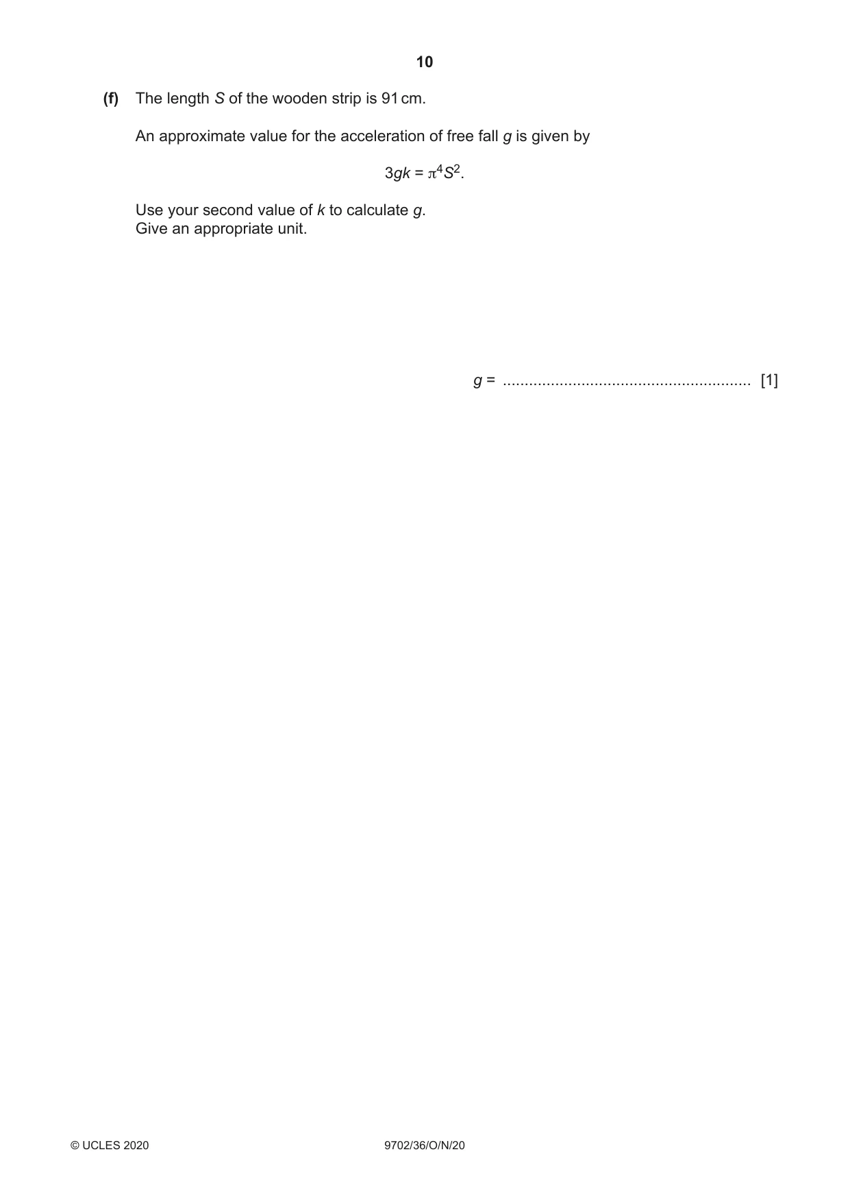 Cambridge A Level Physics 9702 2020 Oct/Nov Paper 3 · Variant 6 question paper, page 10 of 12