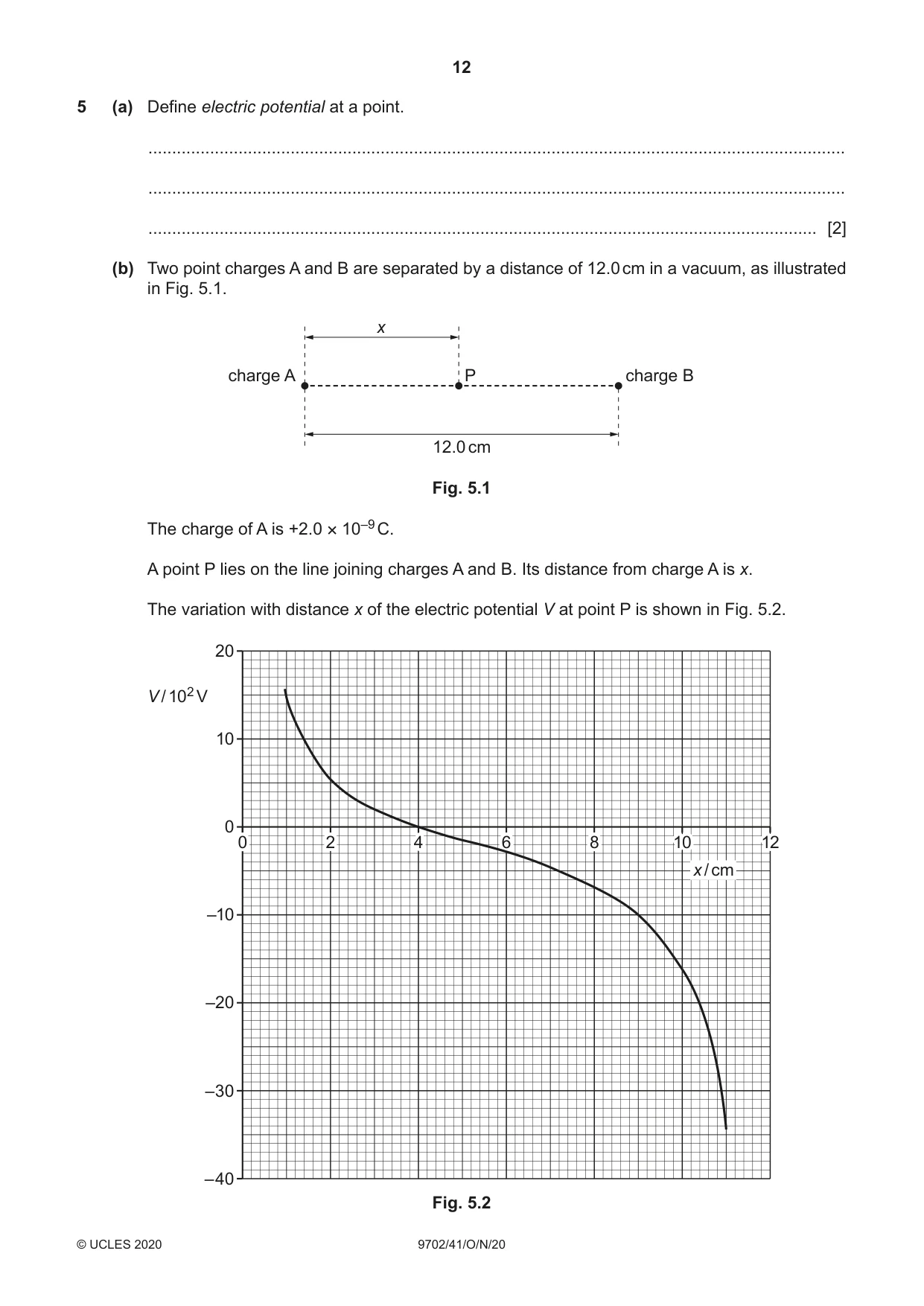 Cambridge A Level Physics 9702 2020 Oct/Nov Paper 4 · Variant 1 question paper, page 12 of 24