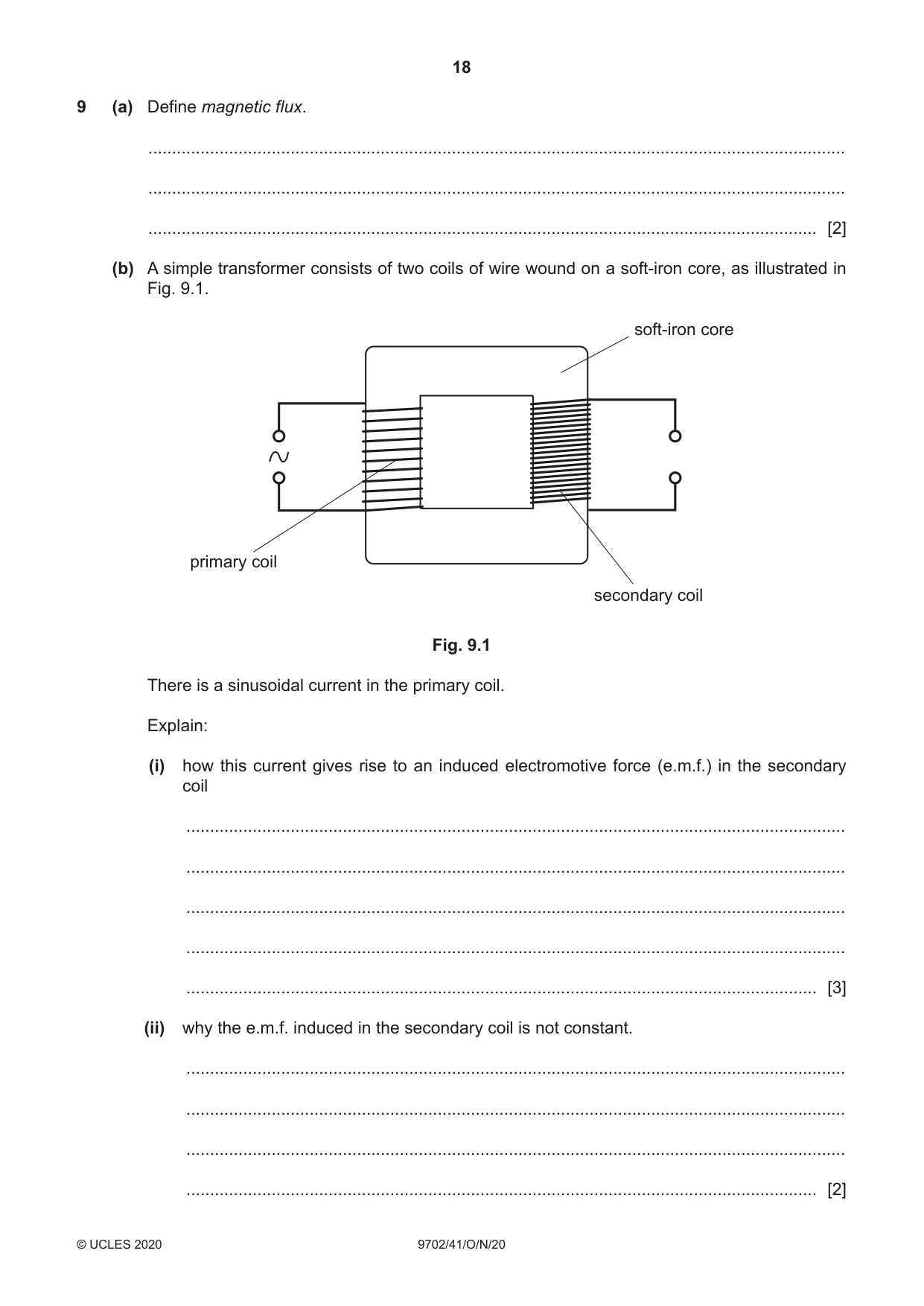 Cambridge A Level Physics 9702 2020 Oct/Nov Paper 4 · Variant 1 question paper, page 18 of 24