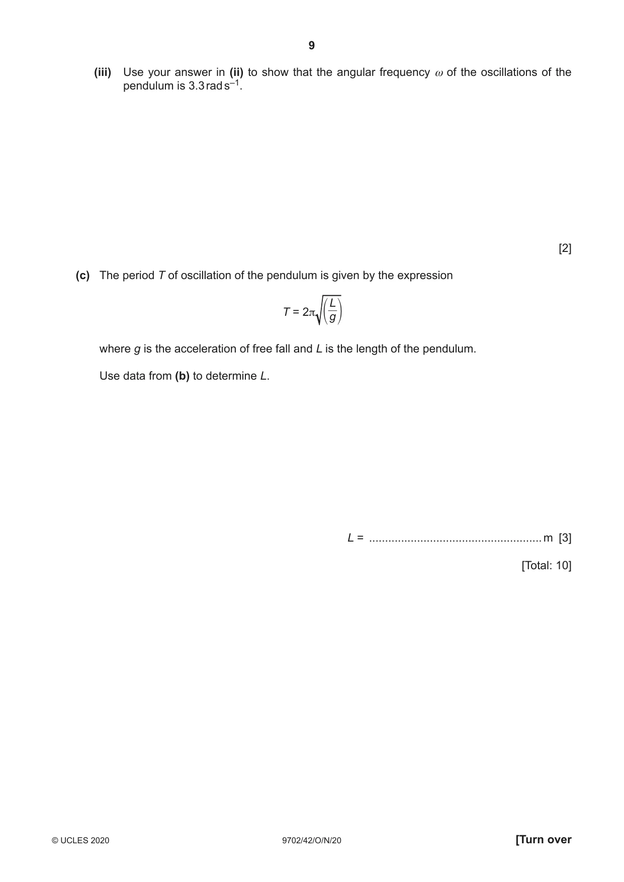 Cambridge A Level Physics 9702 2020 Oct/Nov Paper 4 · Variant 2 question paper, page 9 of 24