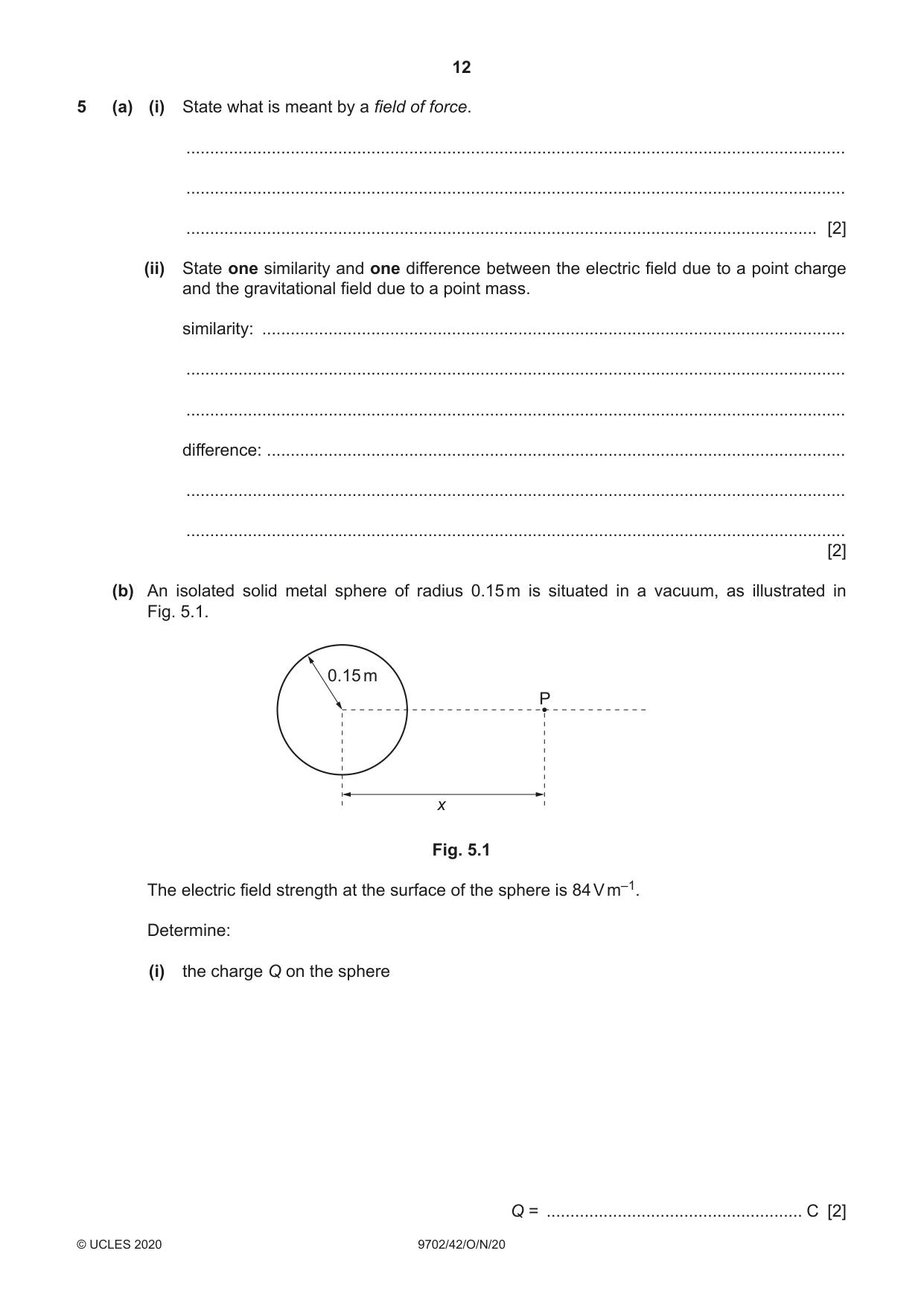 Cambridge A Level Physics 9702 2020 Oct/Nov Paper 4 · Variant 2 question paper, page 12 of 24