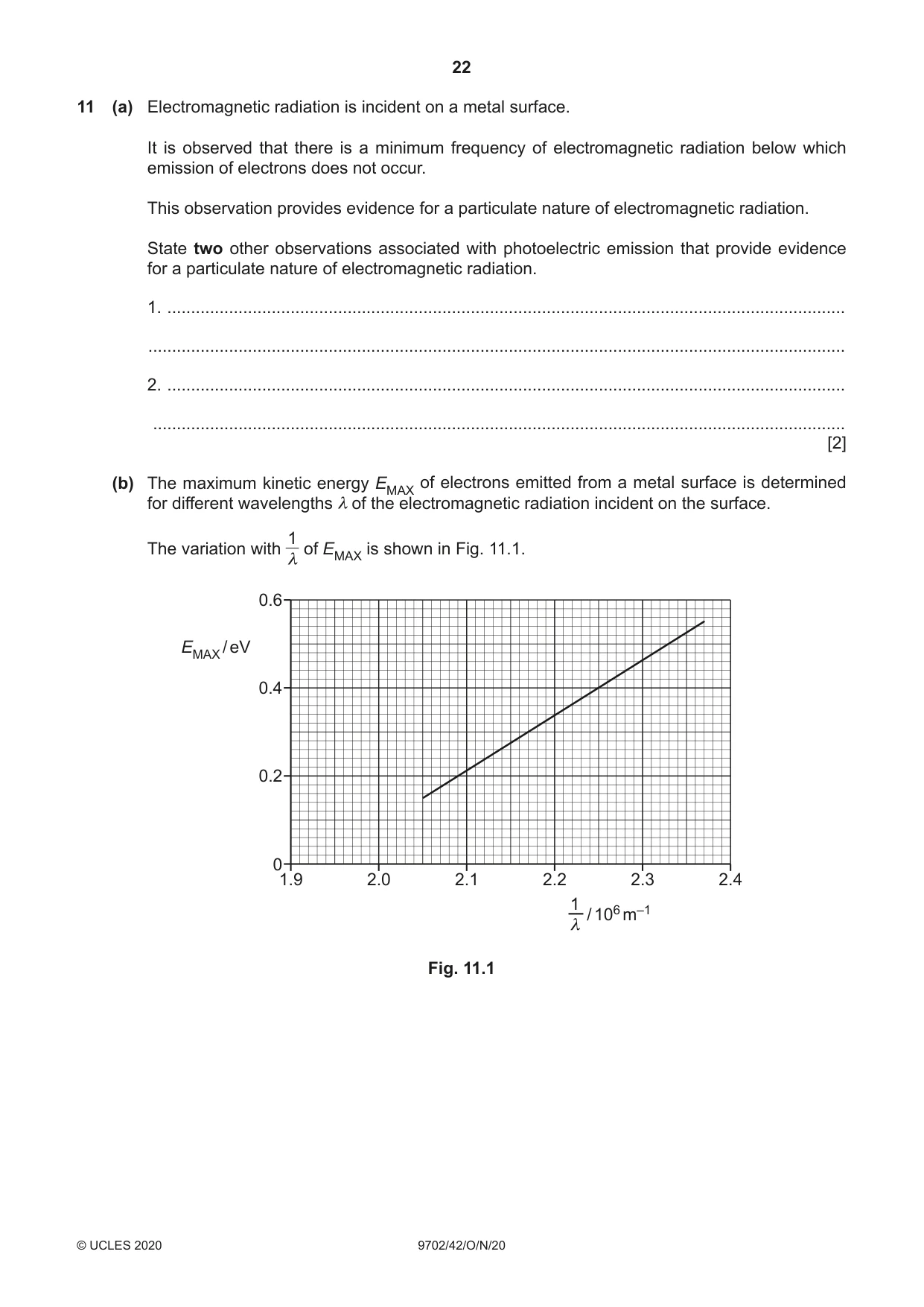 Cambridge A Level Physics 9702 2020 Oct/Nov Paper 4 · Variant 2 question paper, page 22 of 24