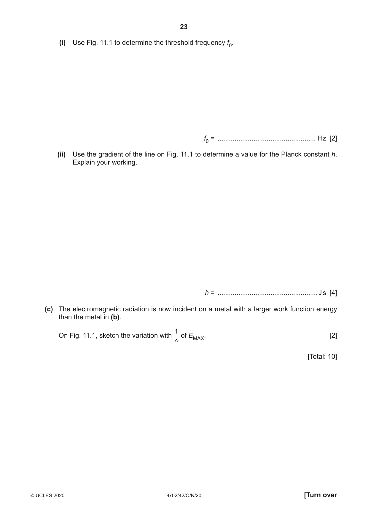Cambridge A Level Physics 9702 2020 Oct/Nov Paper 4 · Variant 2 question paper, page 23 of 24