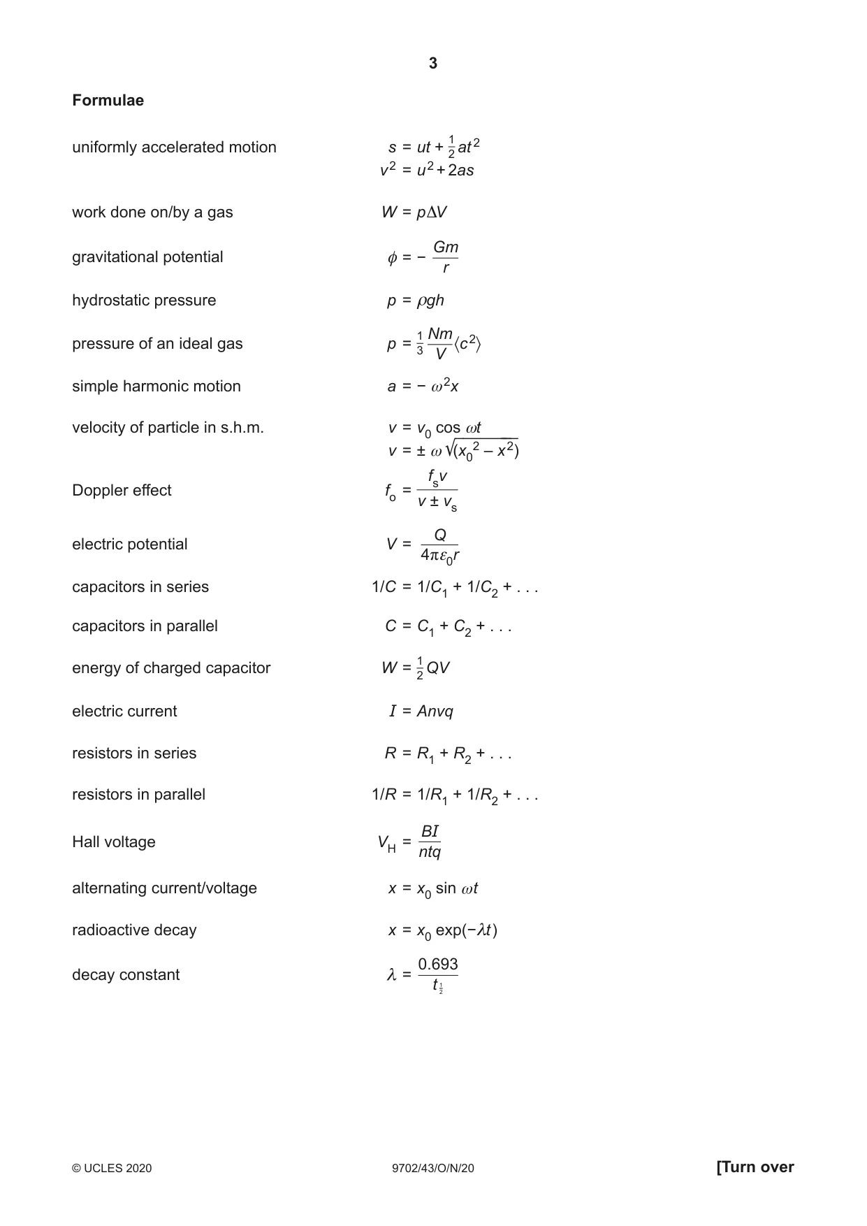 Cambridge A Level Physics 9702 2020 Oct/Nov Paper 4 · Variant 3 question paper, page 3 of 24