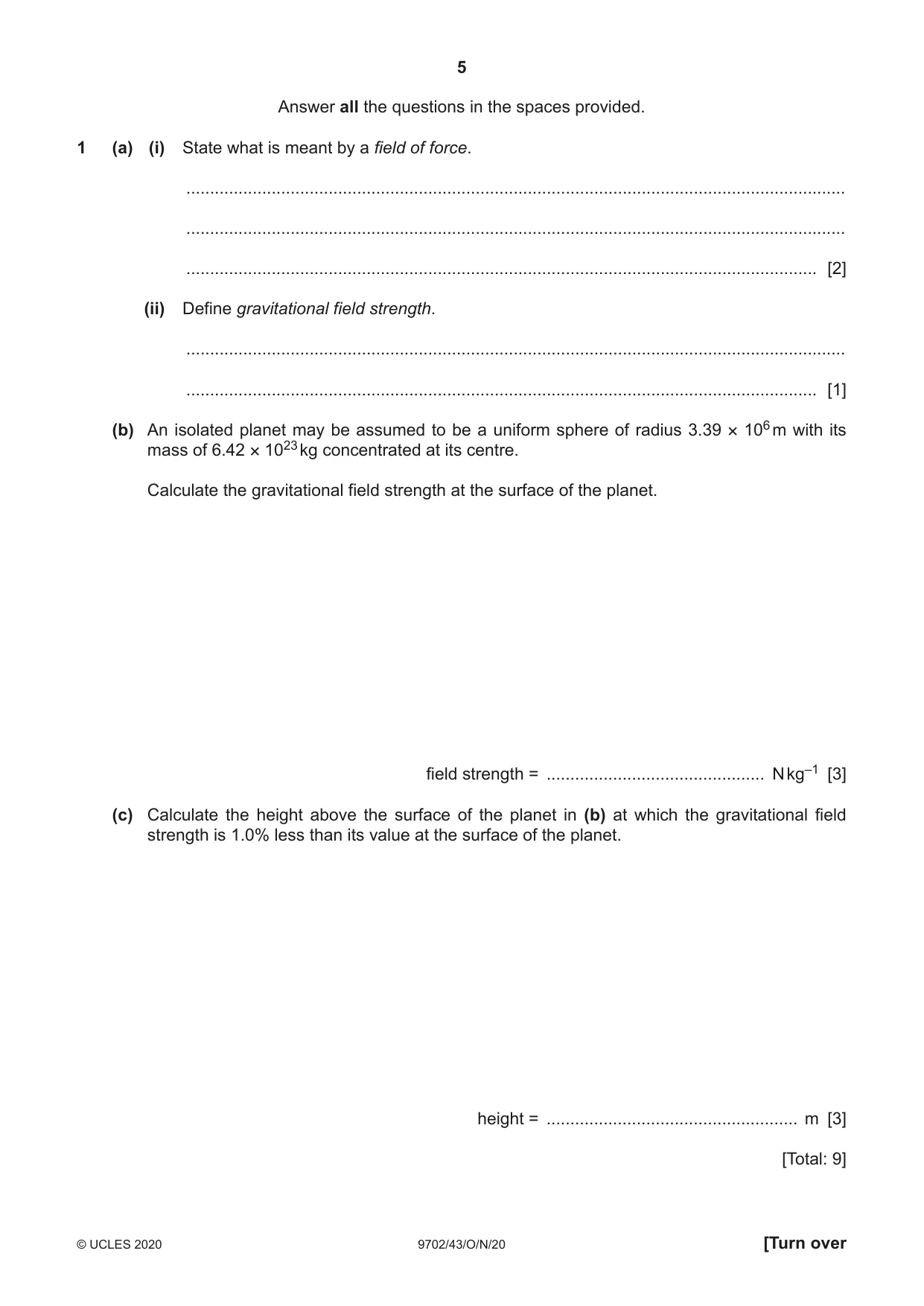 Cambridge A Level Physics 9702 2020 Oct/Nov Paper 4 · Variant 3 question paper, page 5 of 24