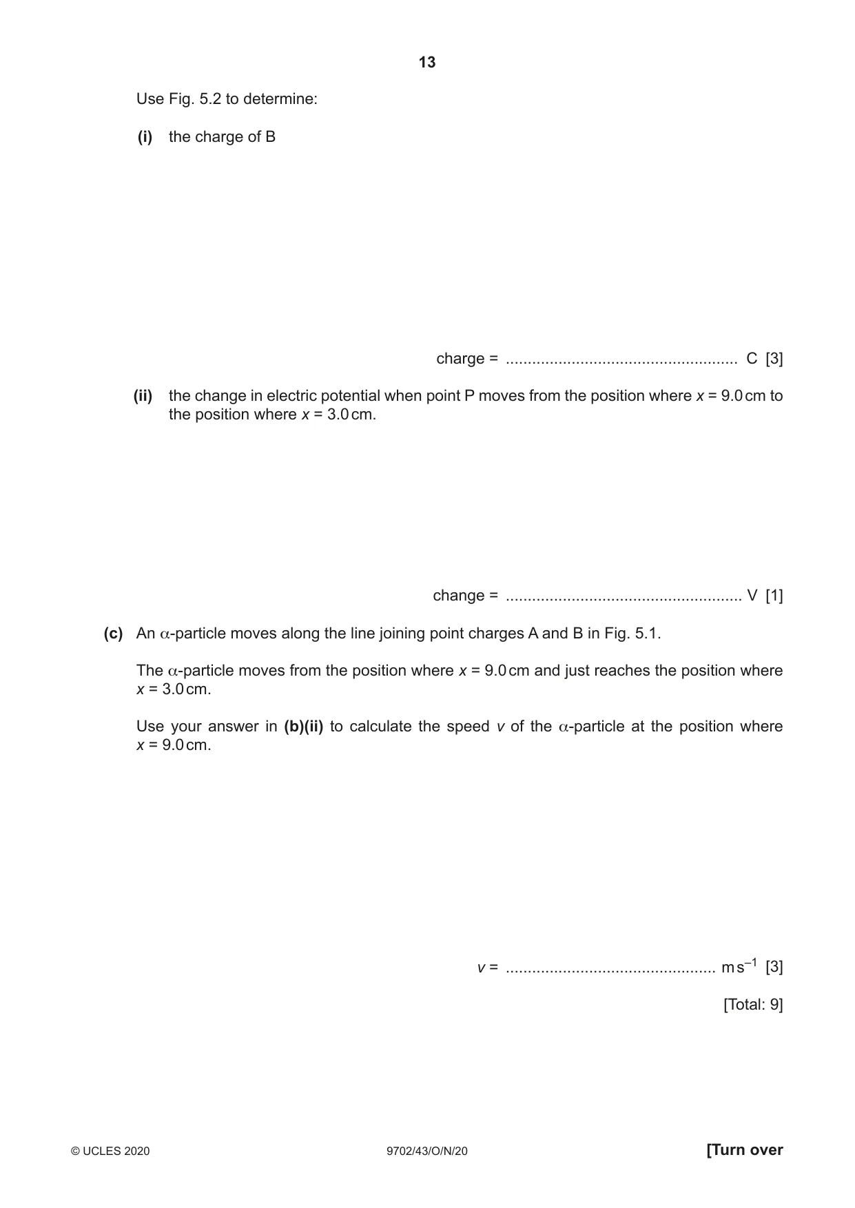 Cambridge A Level Physics 9702 2020 Oct/Nov Paper 4 · Variant 3 question paper, page 13 of 24
