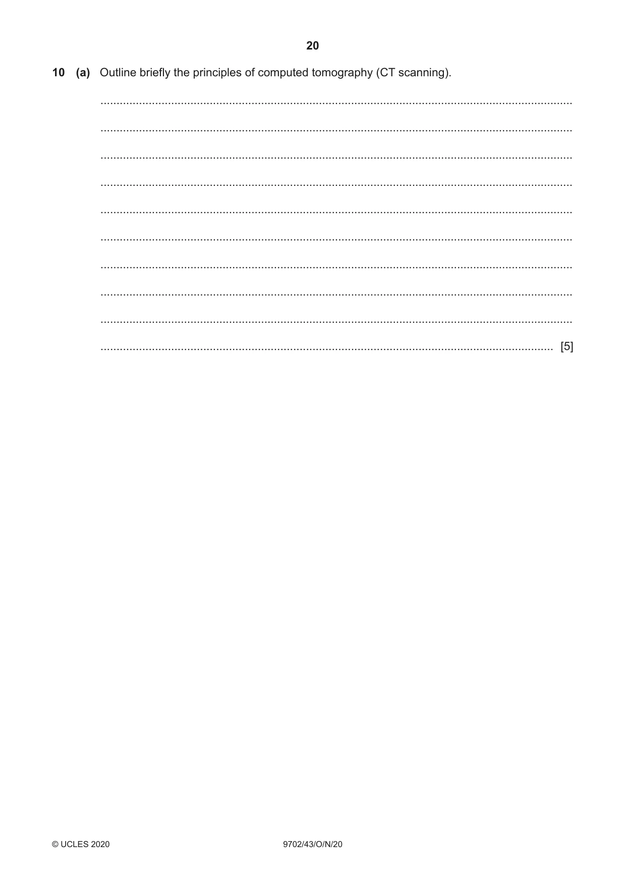 Cambridge A Level Physics 9702 2020 Oct/Nov Paper 4 · Variant 3 question paper, page 20 of 24