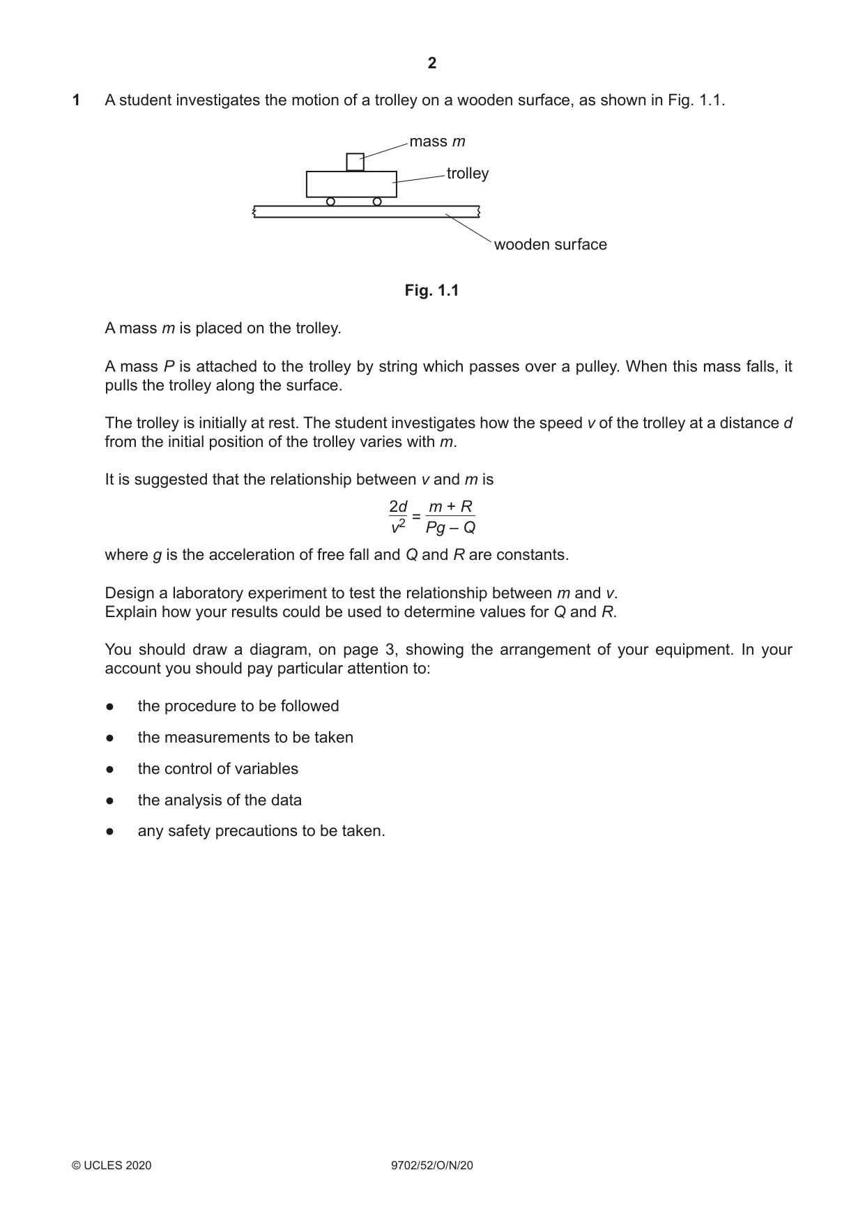 Cambridge A Level Physics 9702 2020 Oct/Nov Paper 5 · Variant 2 question paper, page 2 of 8