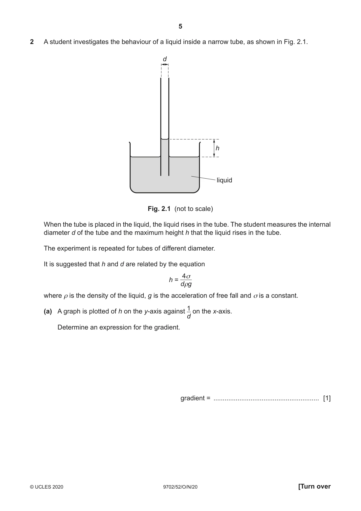 Cambridge A Level Physics 9702 2020 Oct/Nov Paper 5 · Variant 2 question paper, page 5 of 8