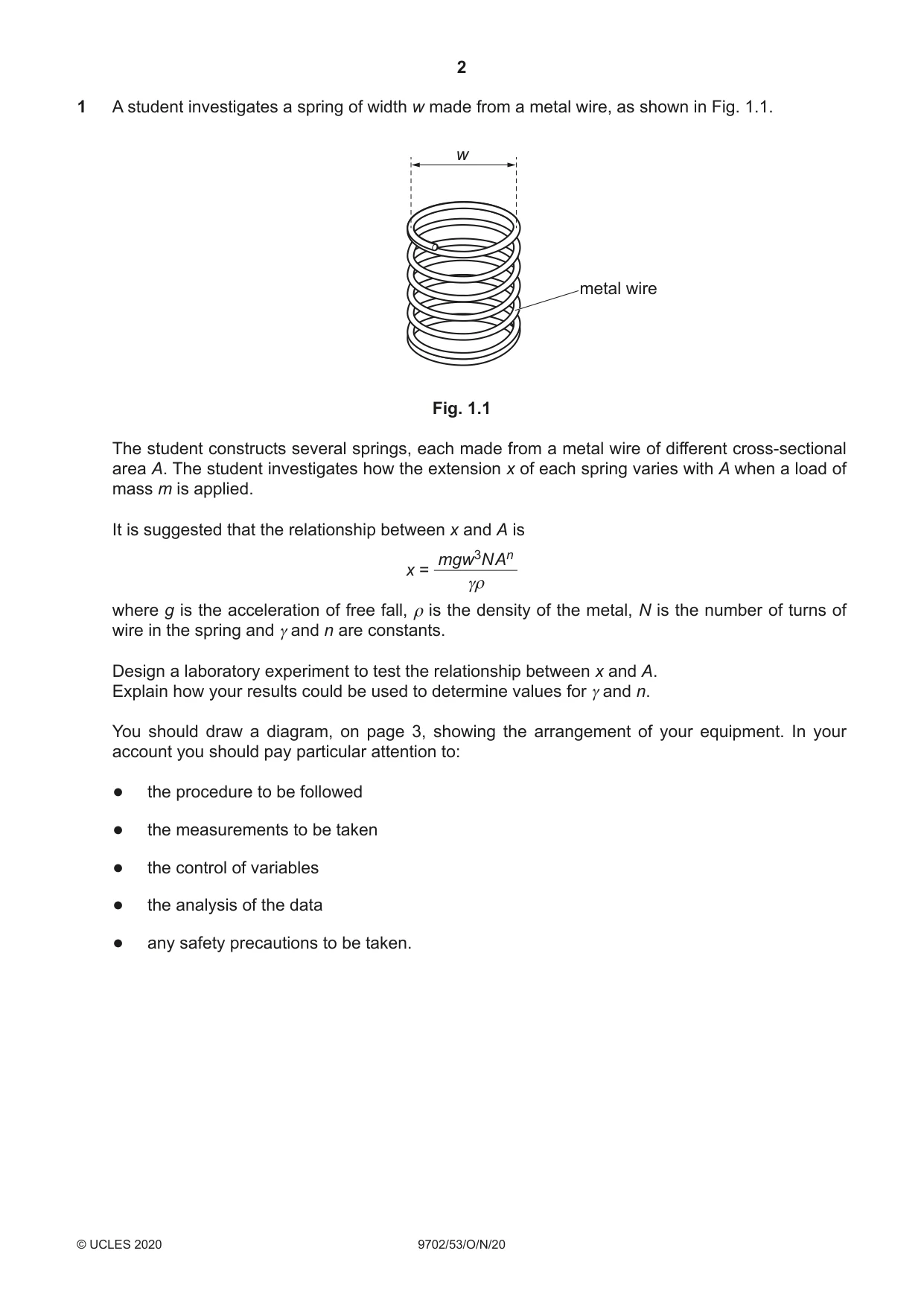 Cambridge A Level Physics 9702 2020 Oct/Nov Paper 5 · Variant 3 question paper, page 2 of 8