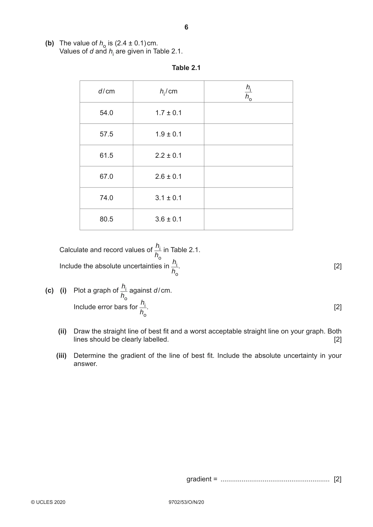 Cambridge A Level Physics 9702 2020 Oct/Nov Paper 5 · Variant 3 question paper, page 6 of 8