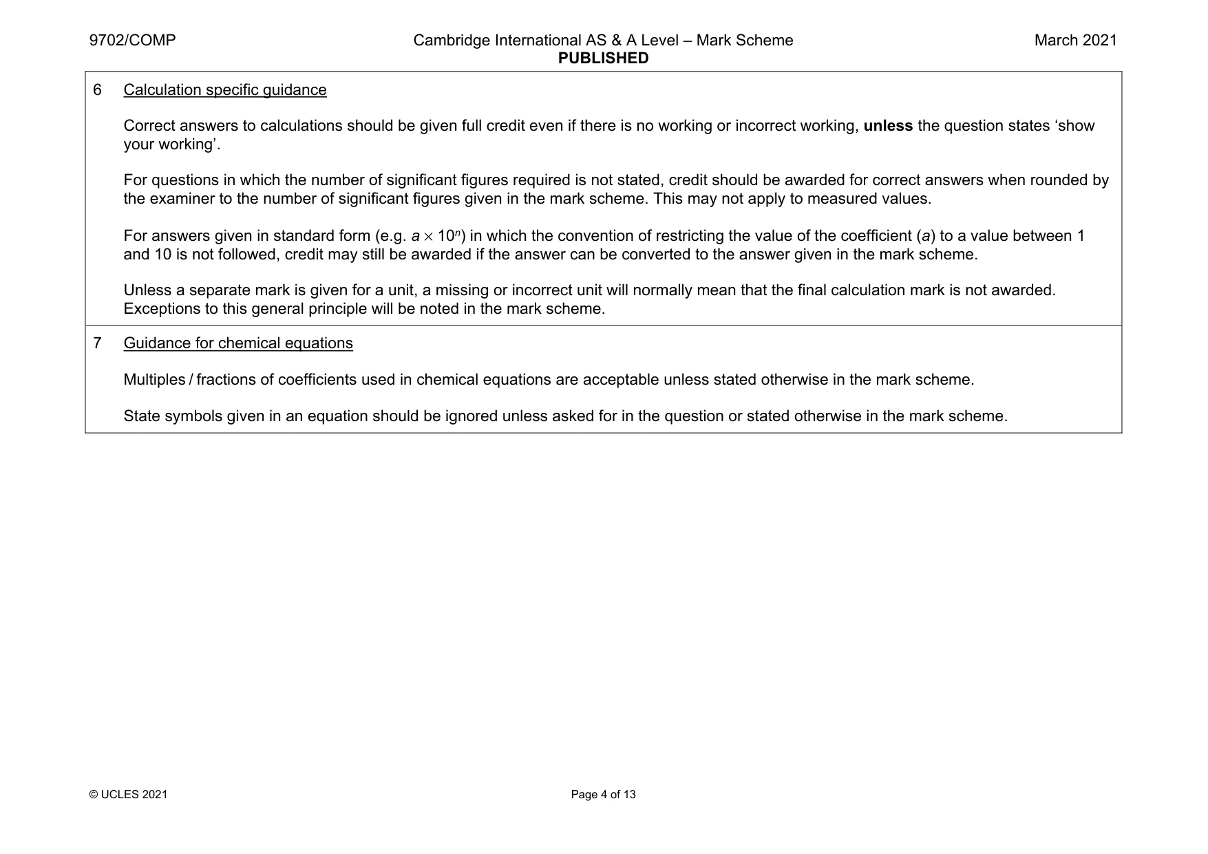 Mark scheme, page 4 of 13