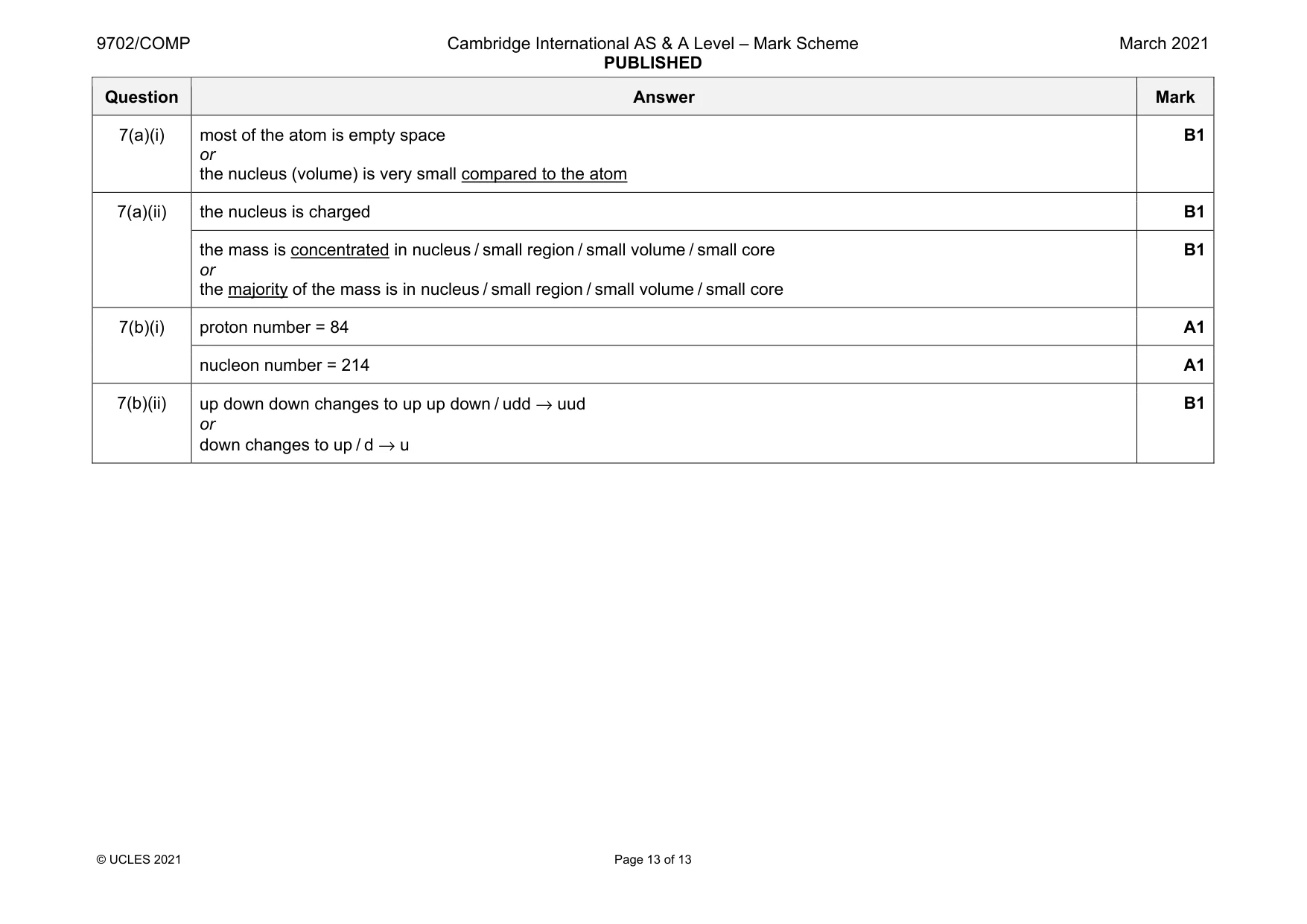 Mark scheme, page 13 of 13