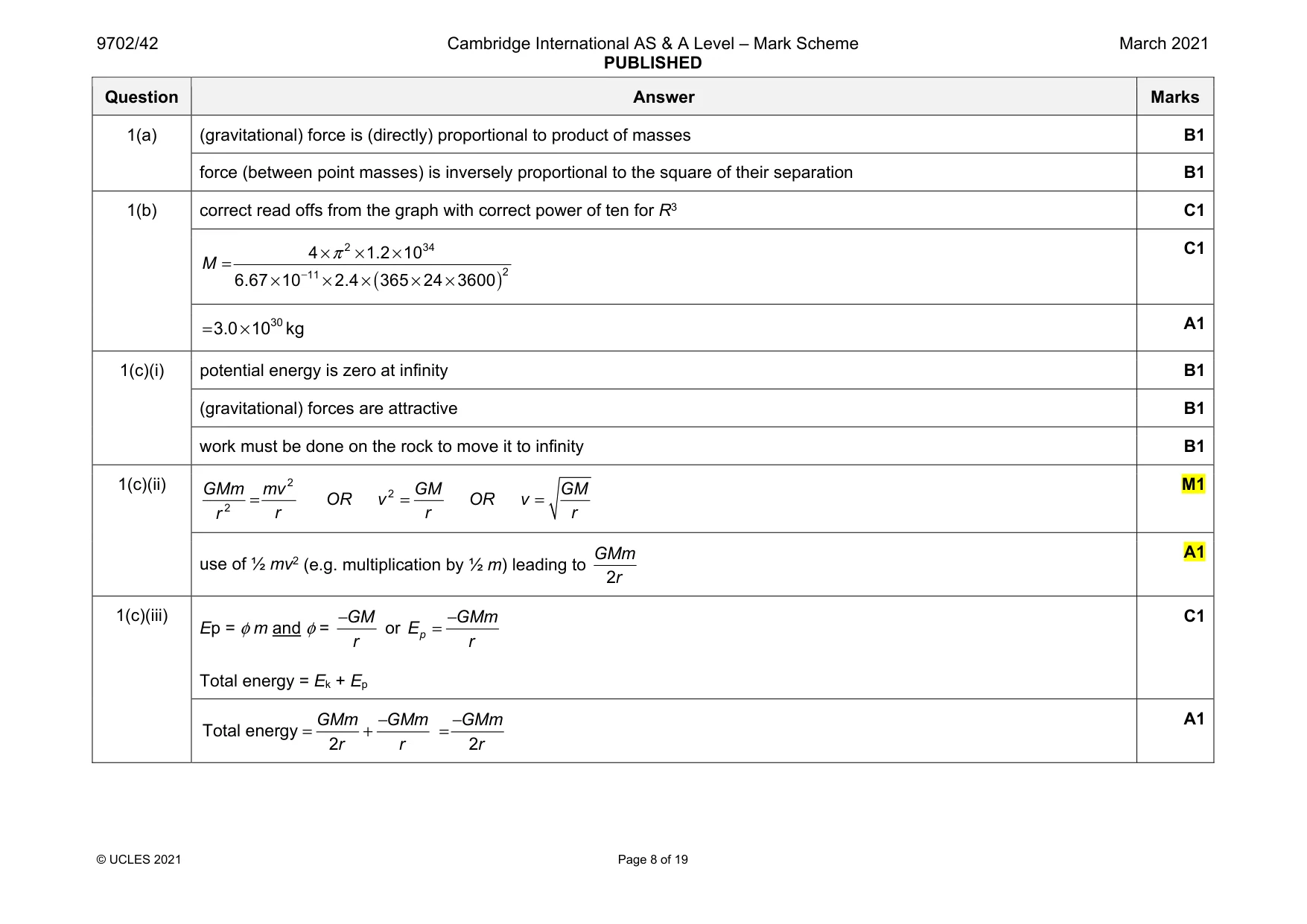 Mark scheme, page 8 of 19