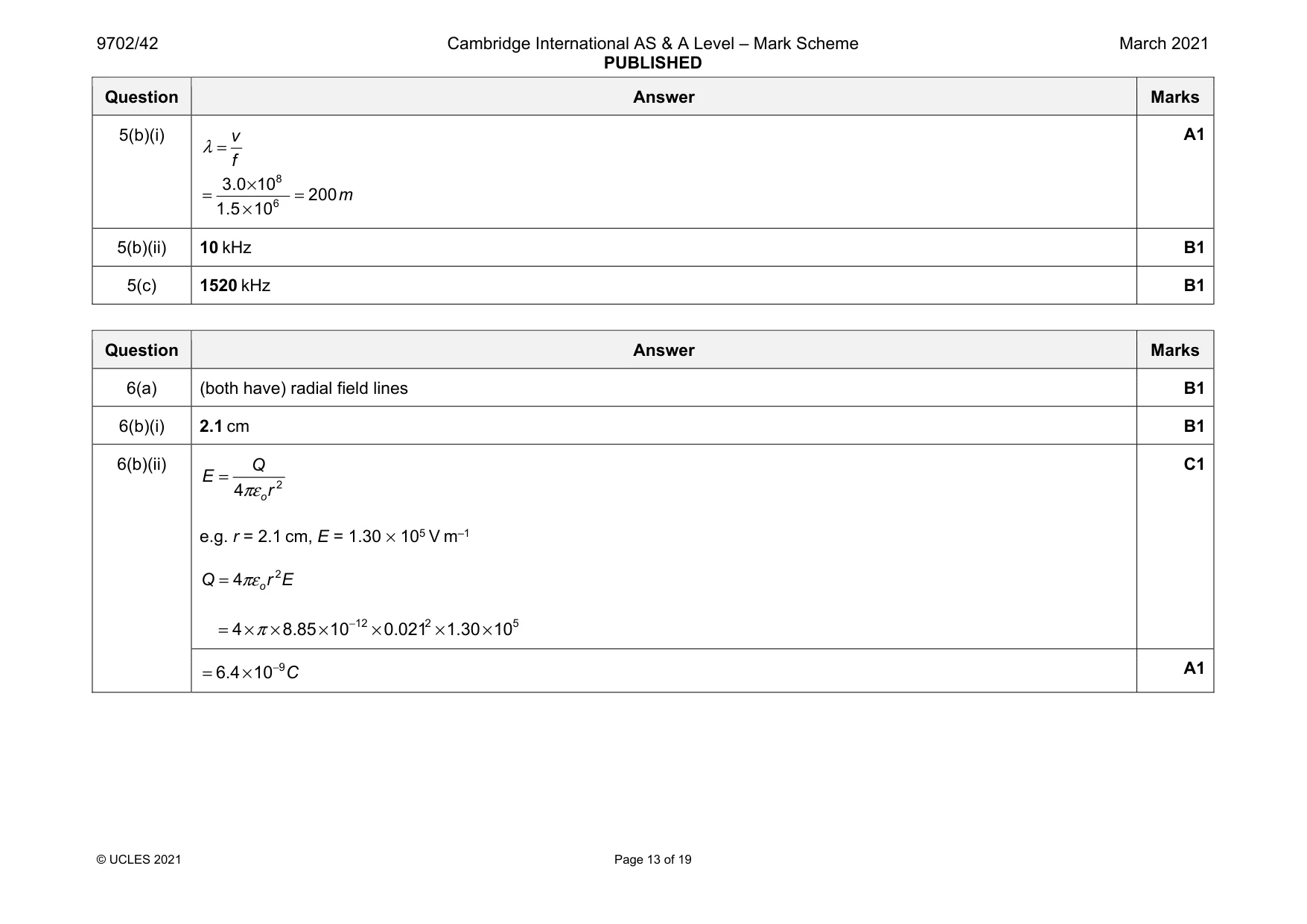 Mark scheme, page 13 of 19