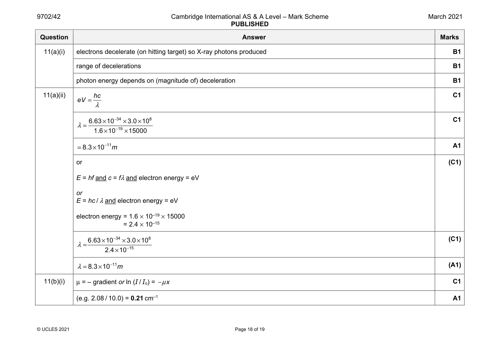 Mark scheme, page 18 of 19
