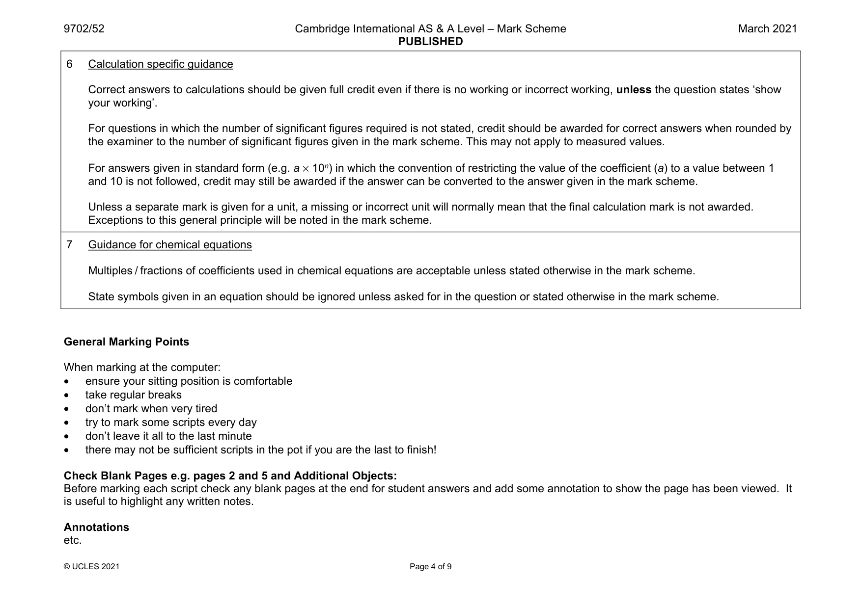 Mark scheme, page 4 of 9