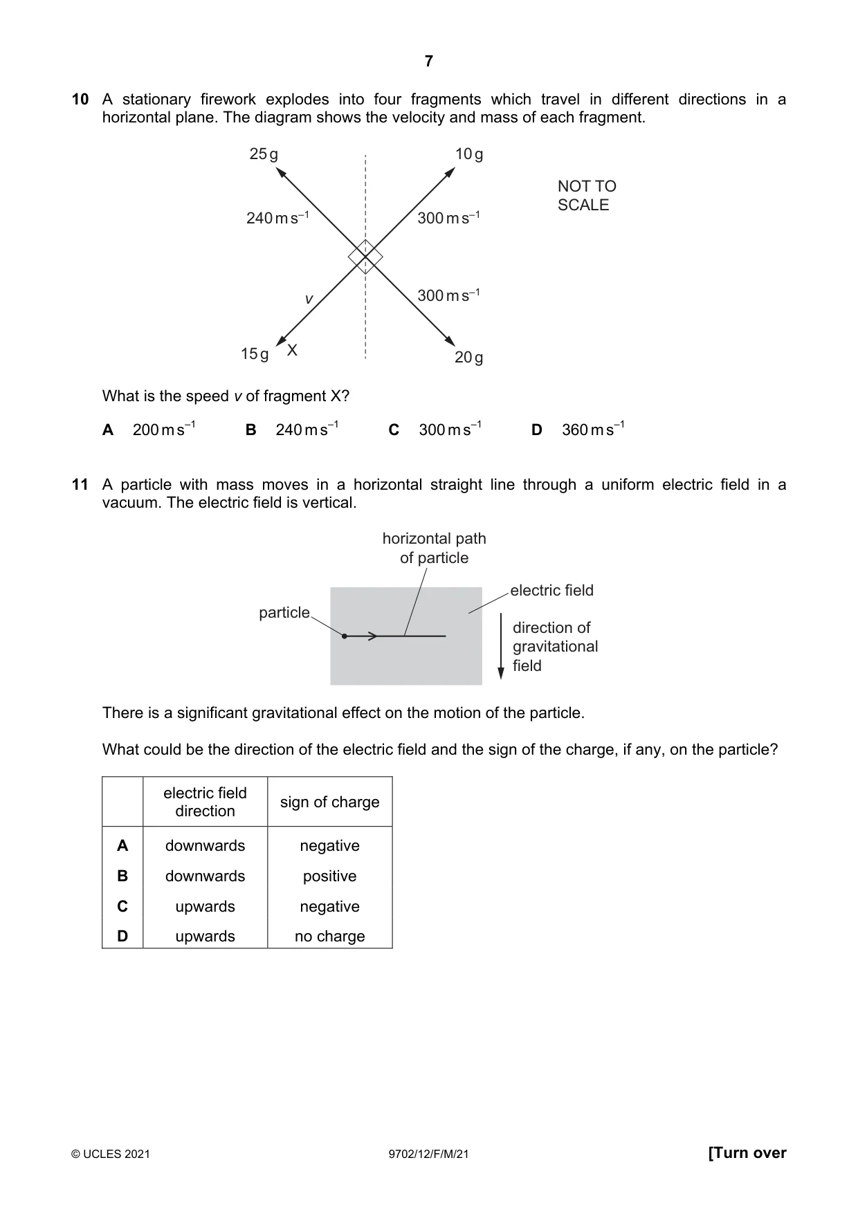 Cambridge A Level Physics 9702 2021 Feb/March Paper 1 · Variant 2 question paper, page 7 of 20